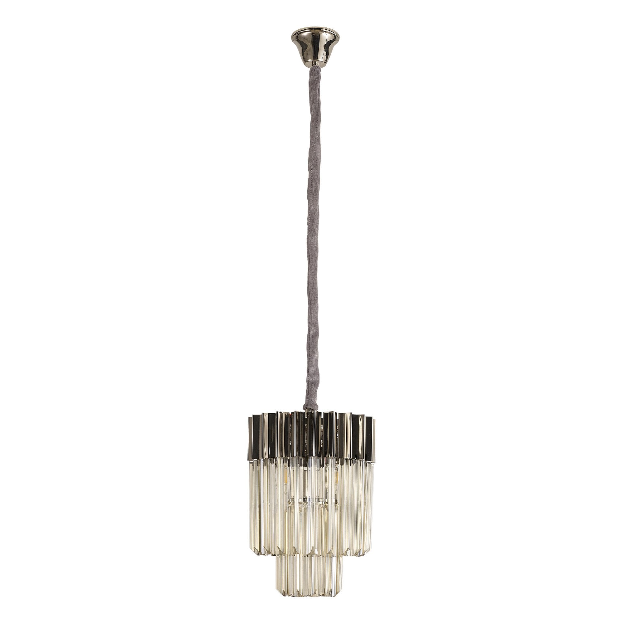 NL89649 Vienna 4 Light Round Pendant Polished Nickel Cognac