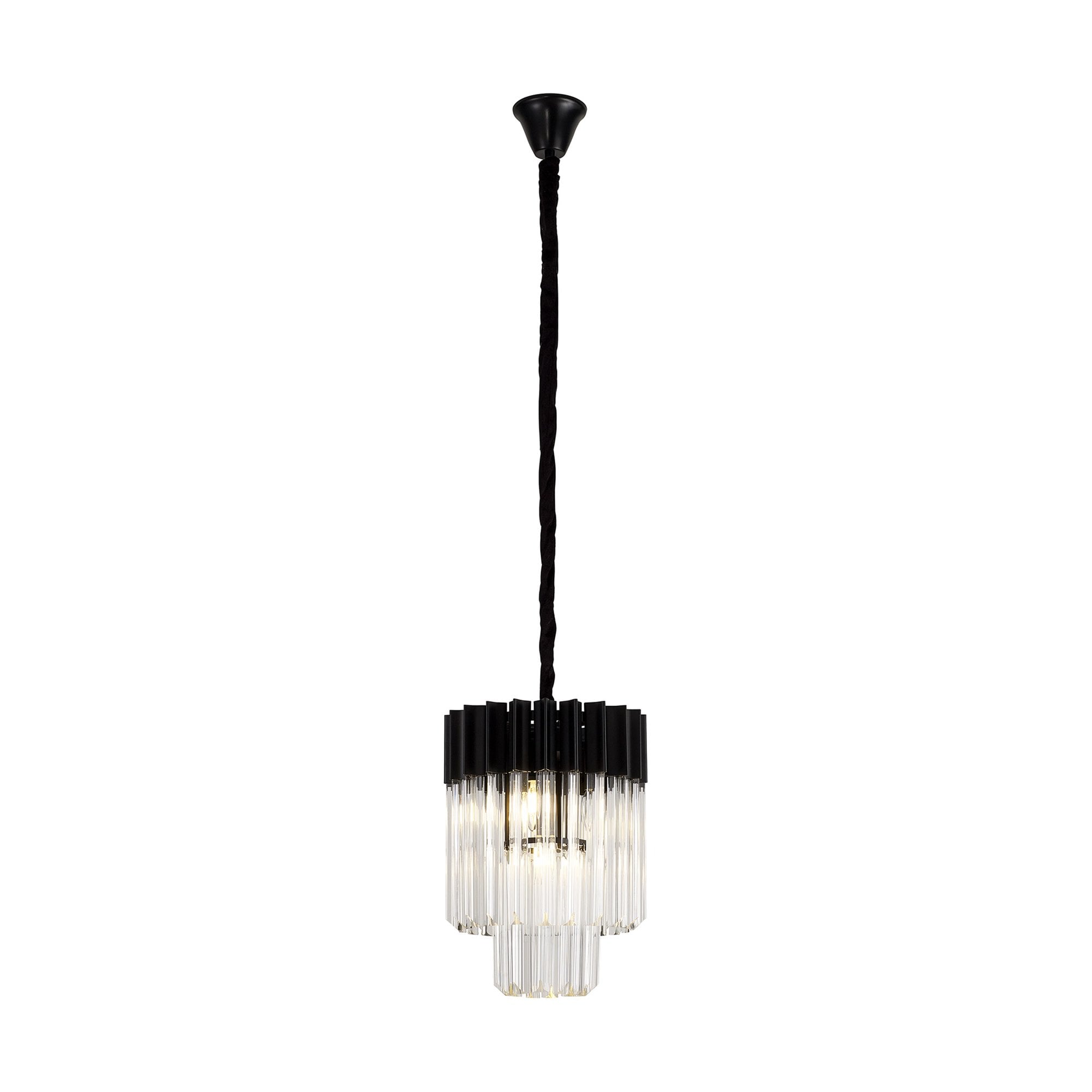 NL89659 Vienna 4 Light Round Pendant Matt Black Clear