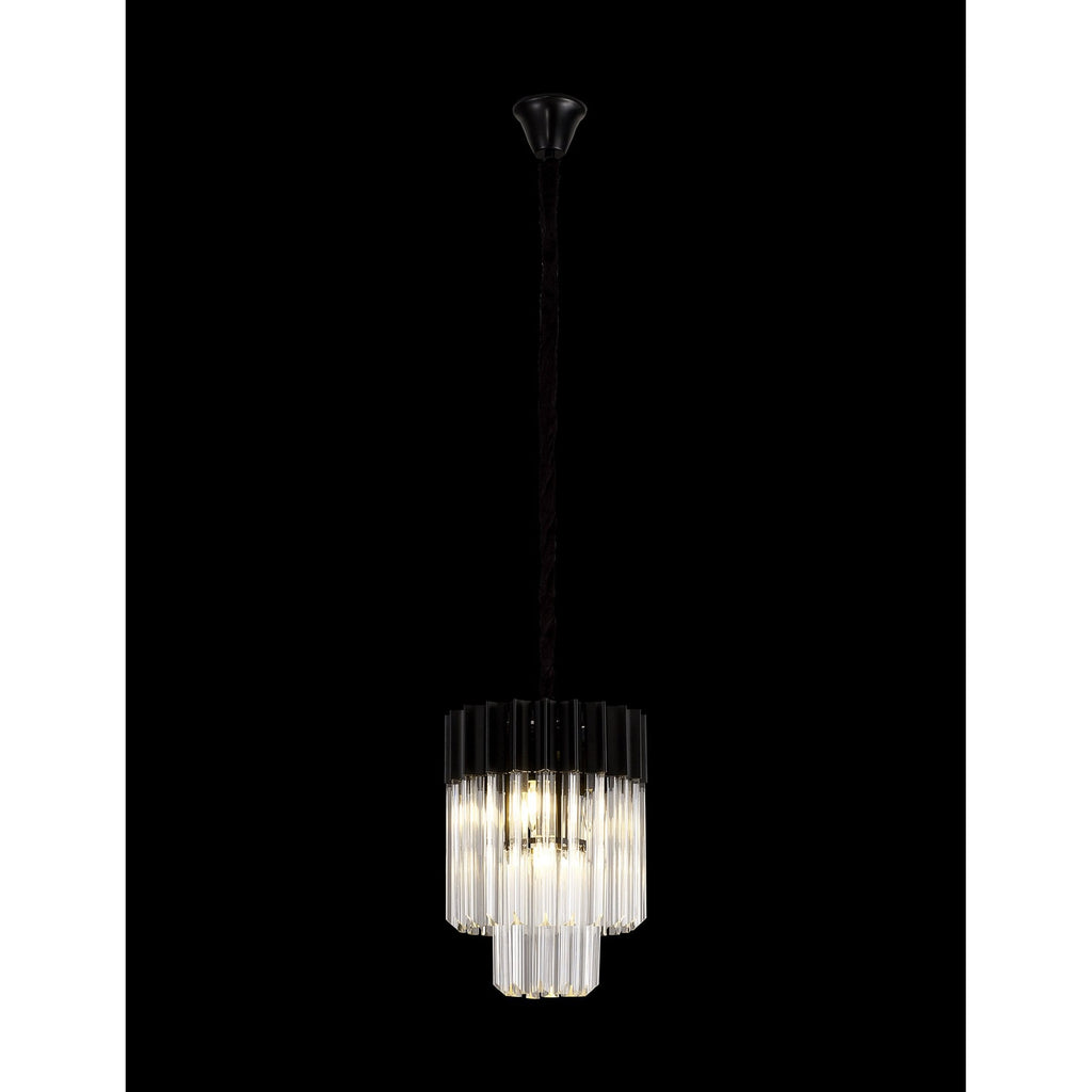 NL89659 Vienna 4 Light Round Pendant Matt Black Clear