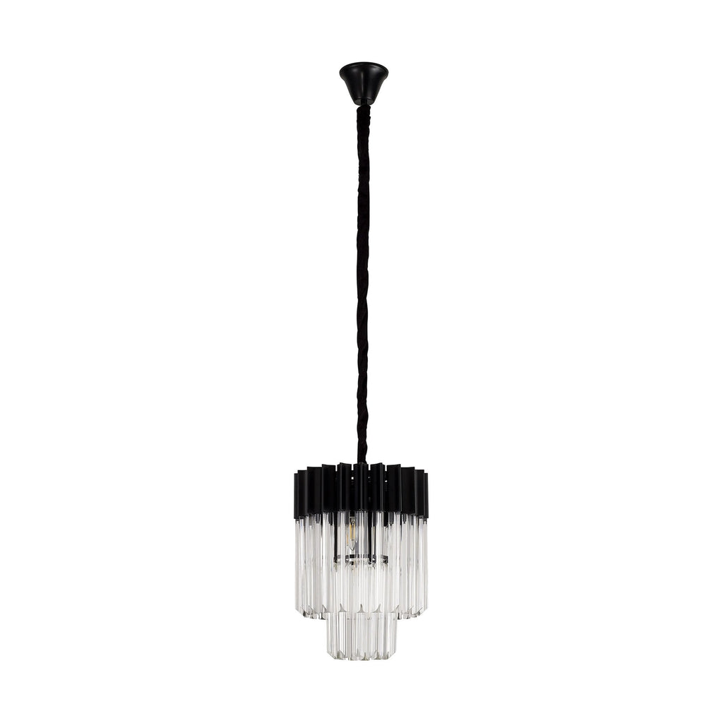 NL89659 Vienna 4 Light Round Pendant Matt Black Clear