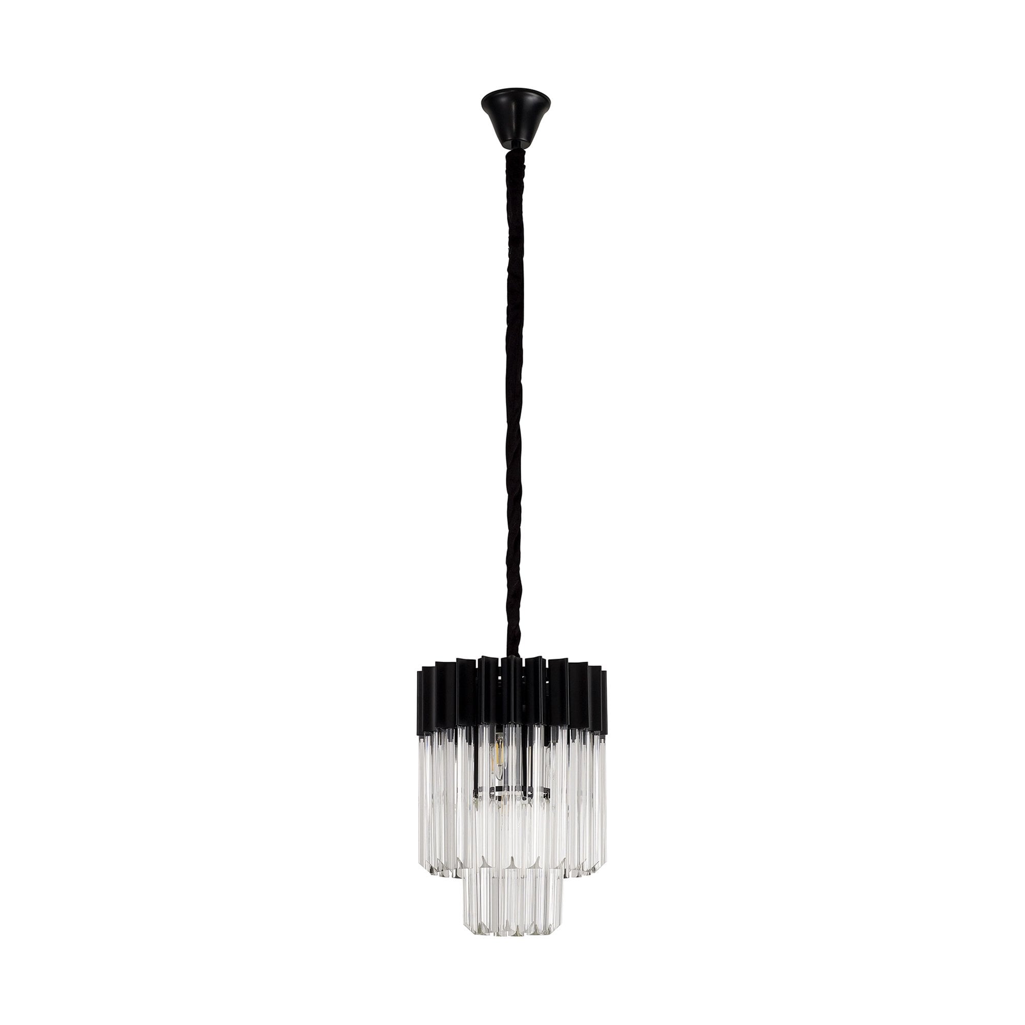 NL89659 Vienna 4 Light Round Pendant Matt Black Clear