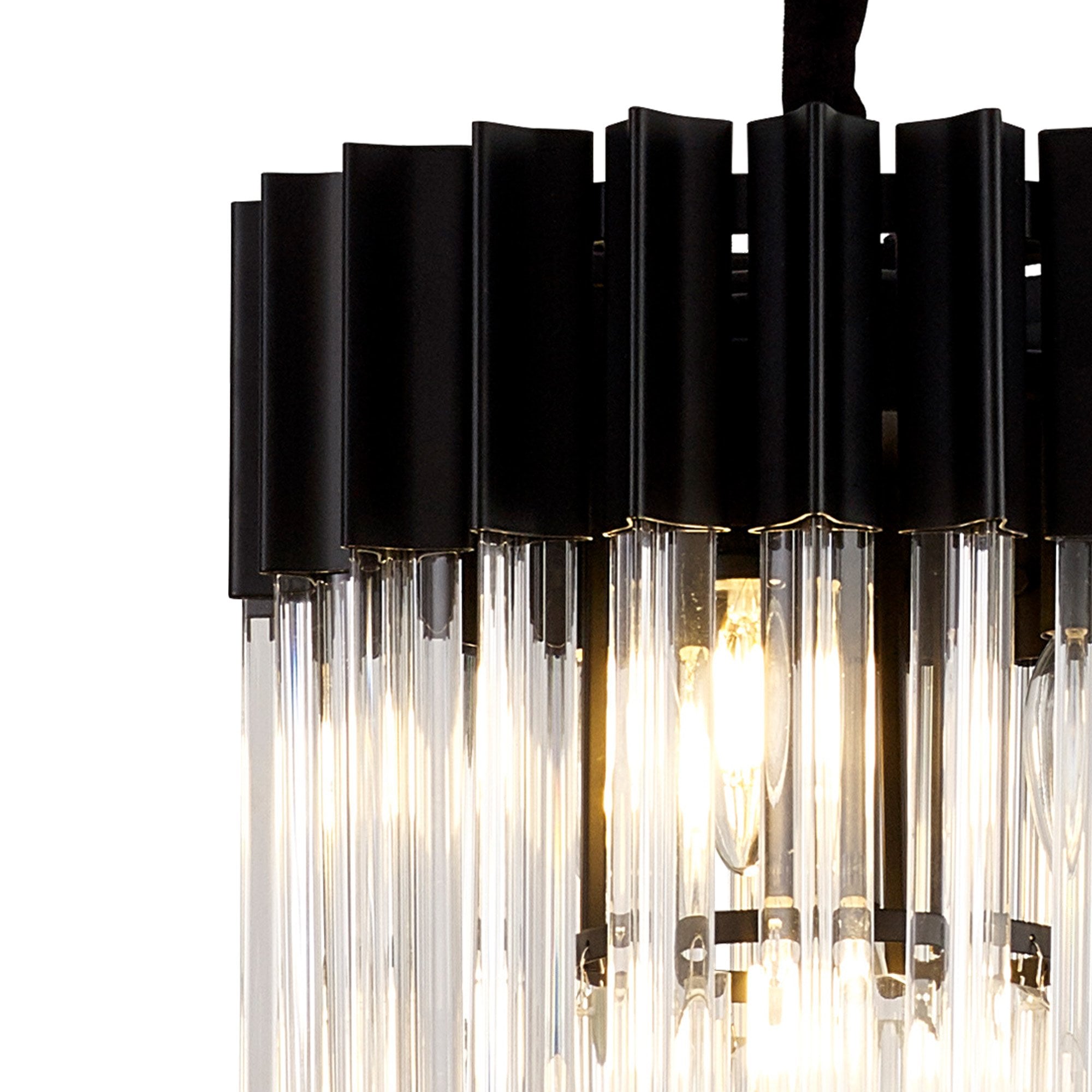 NL89659 Vienna 4 Light Round Pendant Matt Black Clear