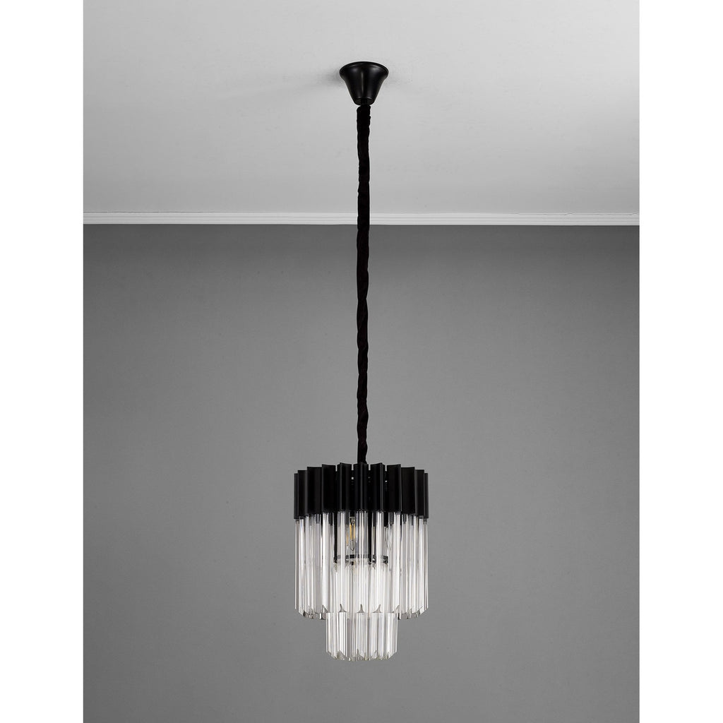 NL89659 Vienna 4 Light Round Pendant Matt Black Clear