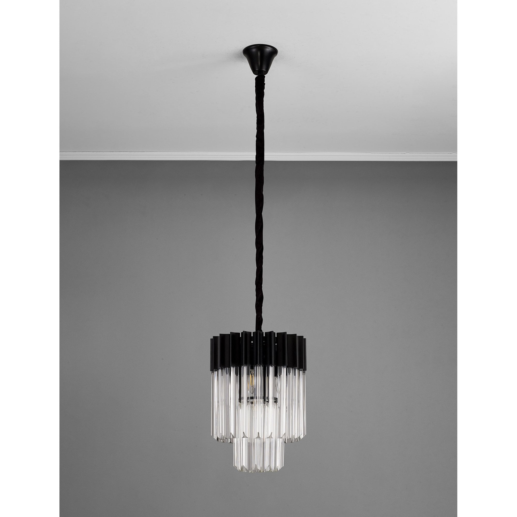 NL89659 Vienna 4 Light Round Pendant Matt Black Clear