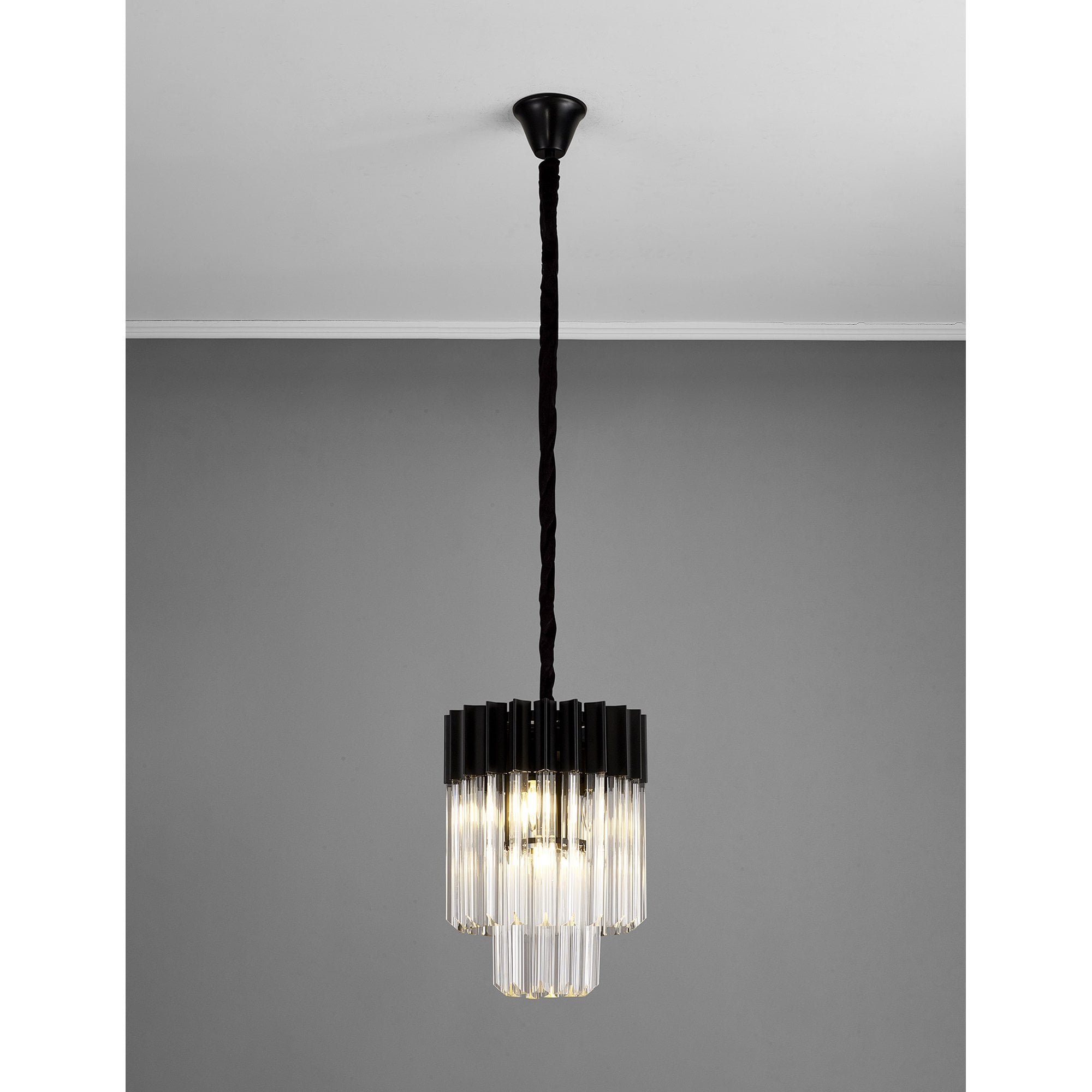 NL89659 Vienna 4 Light Round Pendant Matt Black Clear