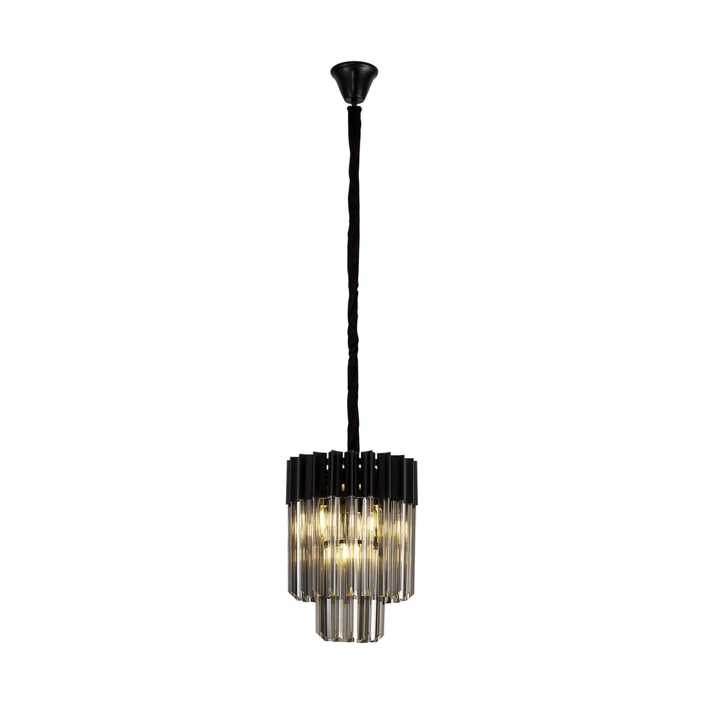 NL89669 Vienna 4 Light Round Pendant Matt Black Smoked