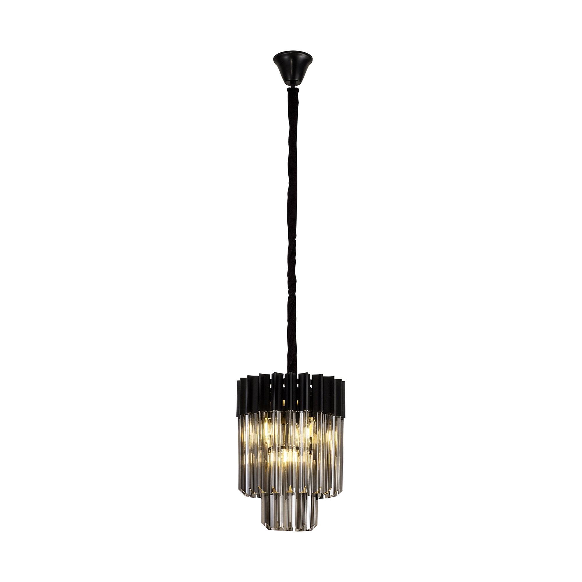 NL89669 Vienna 4 Light Round Pendant Matt Black Smoked