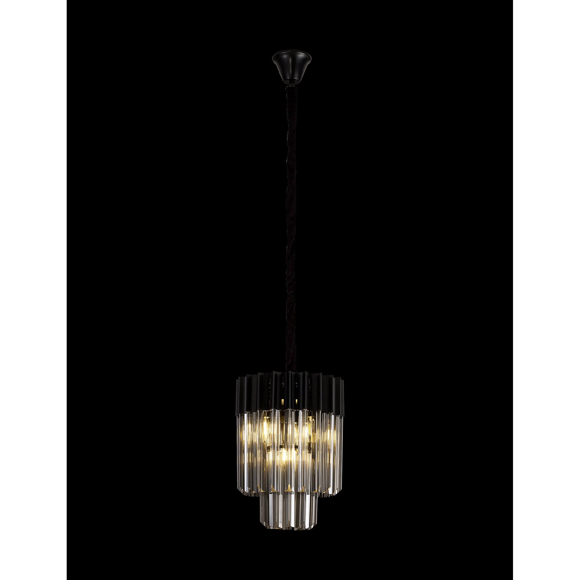 NL89669 Vienna 4 Light Round Pendant Matt Black Smoked