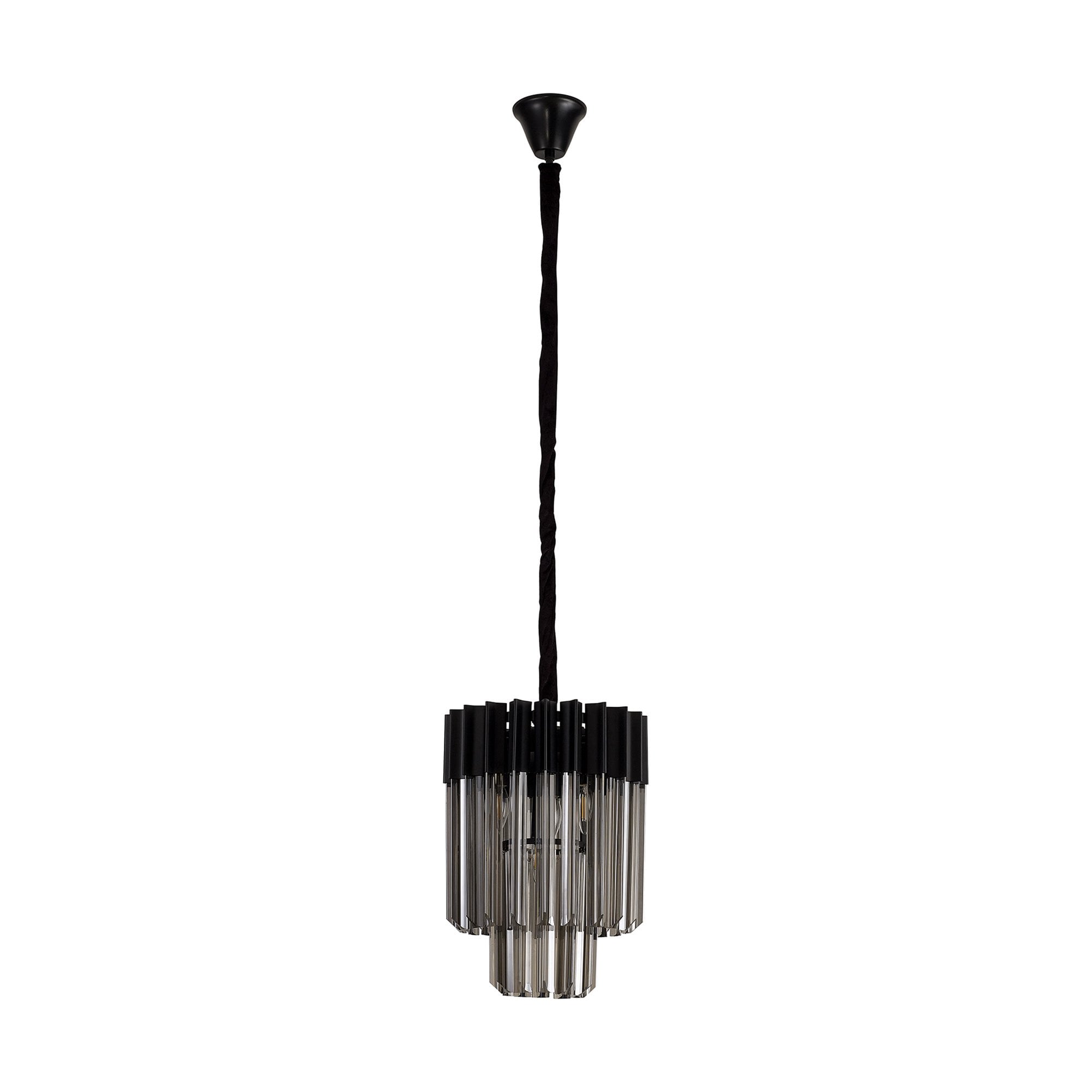 NL89669 Vienna 4 Light Round Pendant Matt Black Smoked