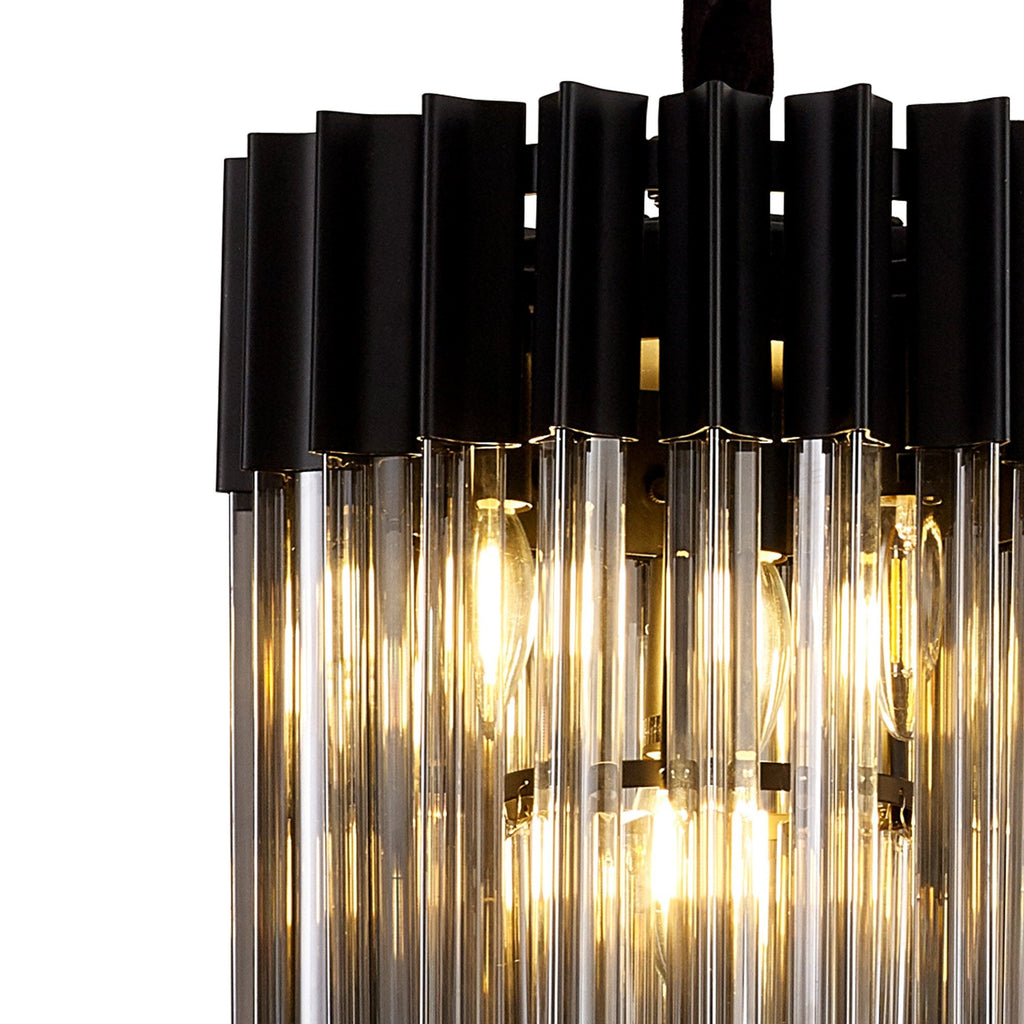 NL89669 Vienna 4 Light Round Pendant Matt Black Smoked