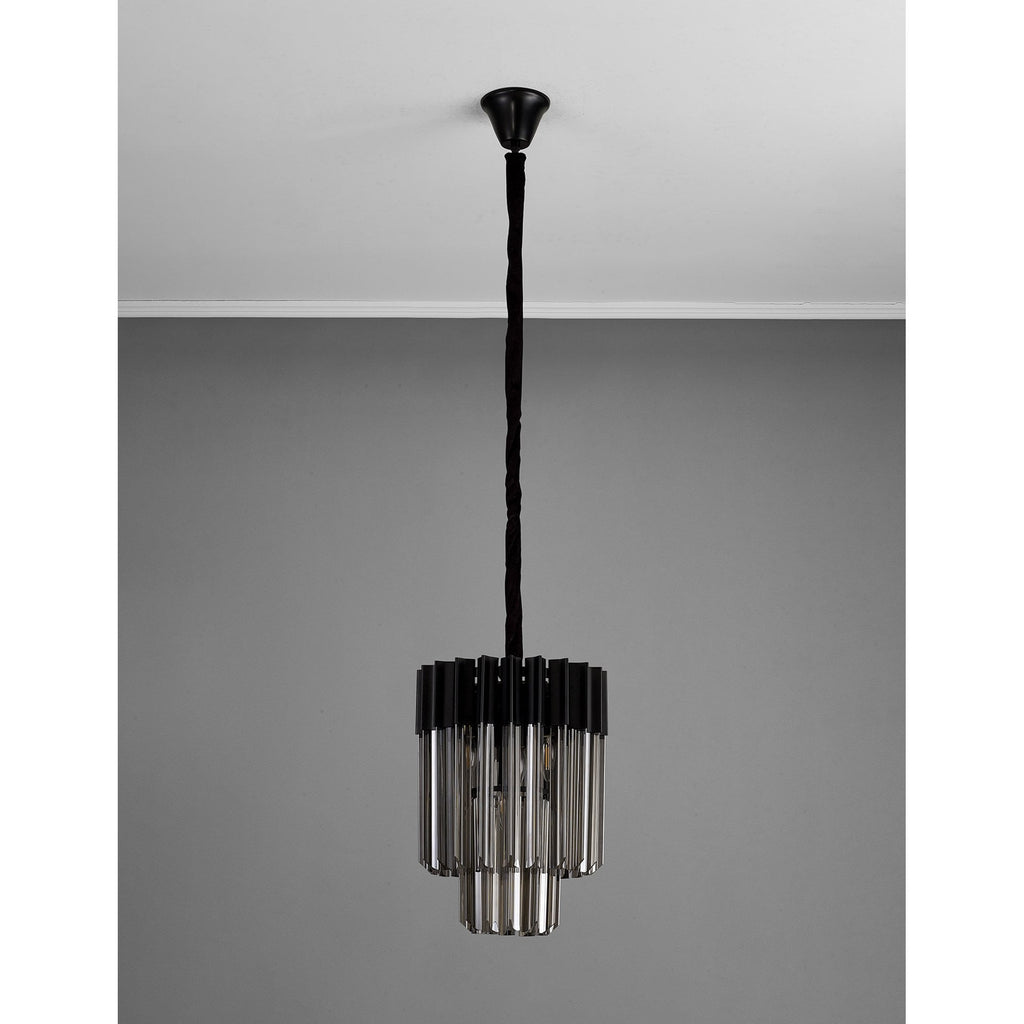 NL89669 Vienna 4 Light Round Pendant Matt Black Smoked