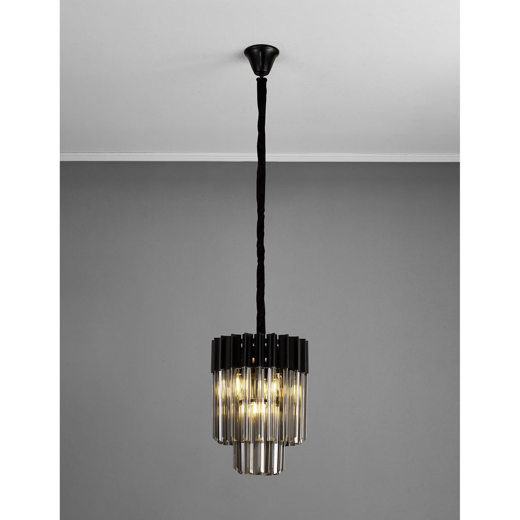 NL89669 Vienna 4 Light Round Pendant Matt Black Smoked