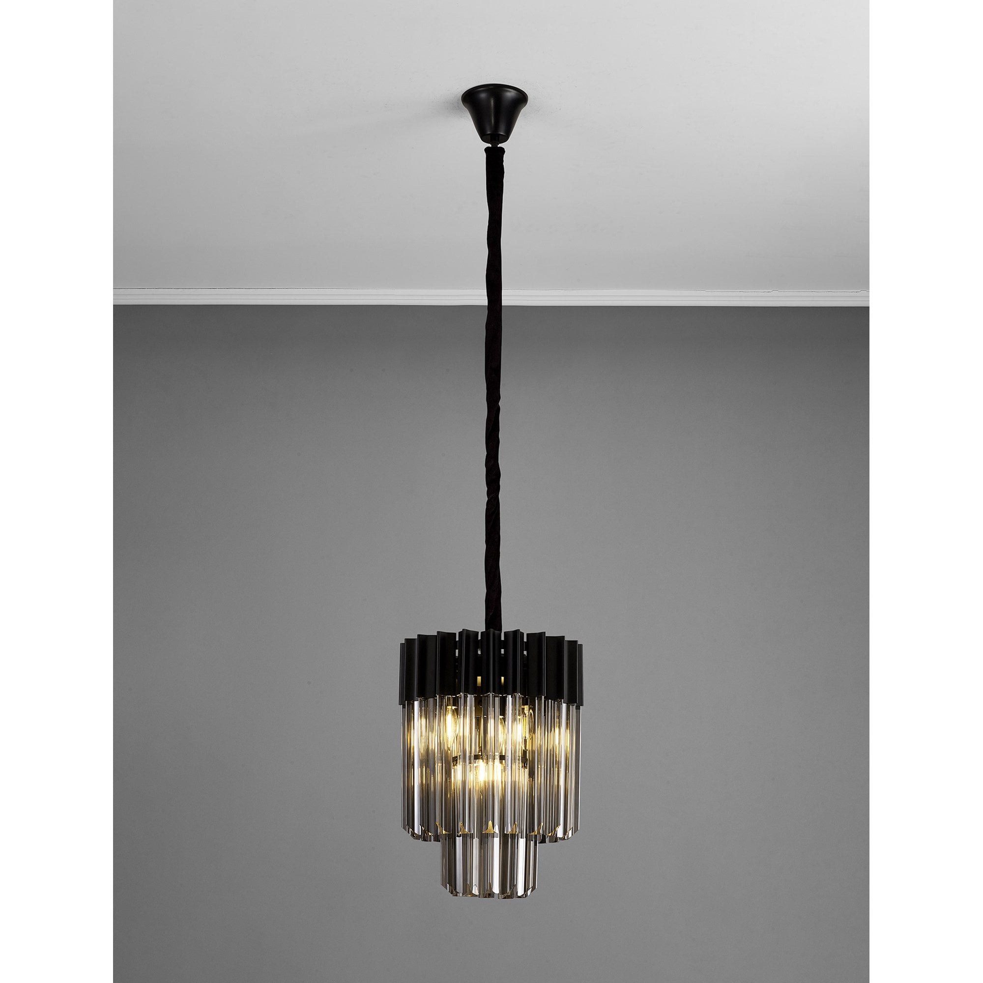 NL89669 Vienna 4 Light Round Pendant Matt Black Smoked