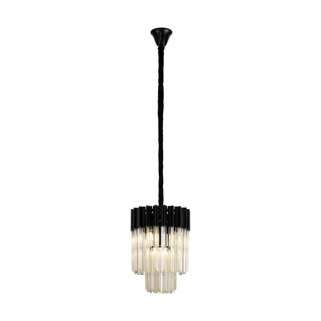 NL89679 Vienna 4 Light Round Pendant Matt Black Cognac