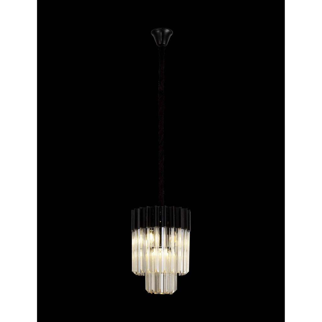 NL89679 Vienna 4 Light Round Pendant Matt Black Cognac