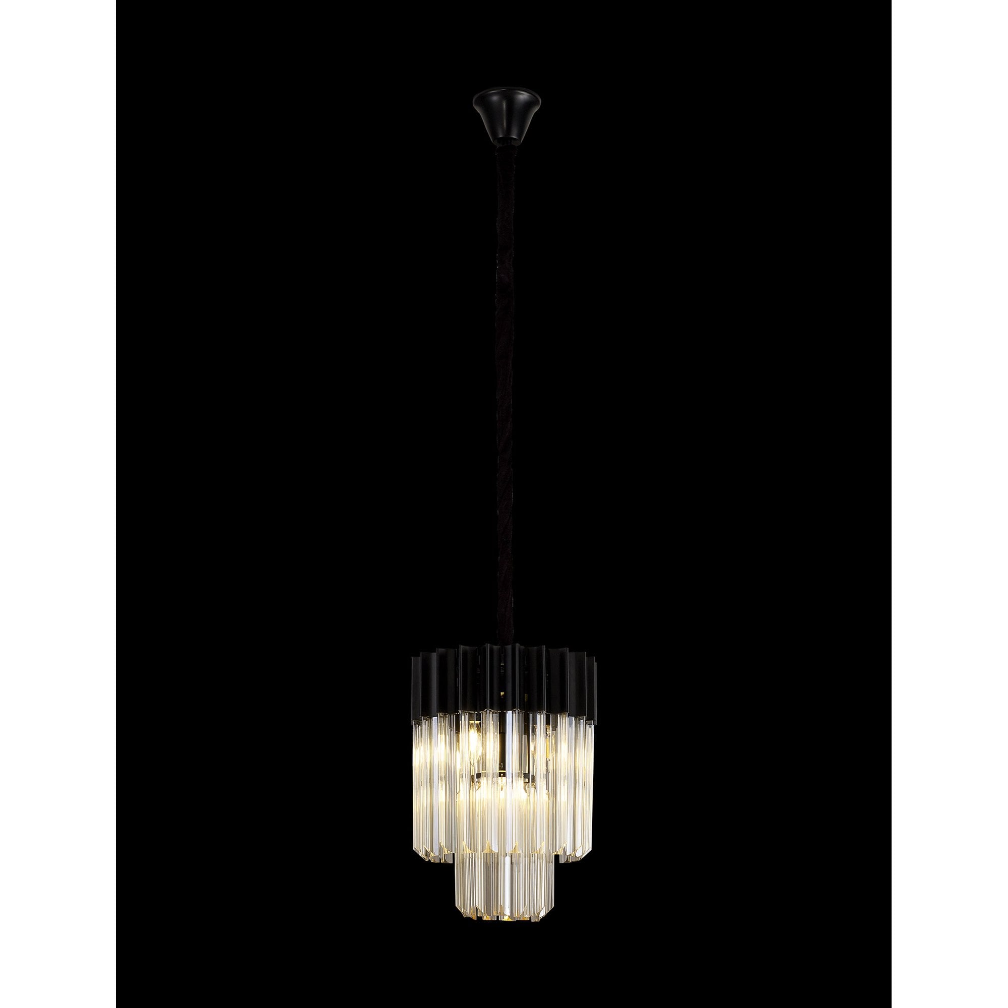 NL89679 Vienna 4 Light Round Pendant Matt Black Cognac