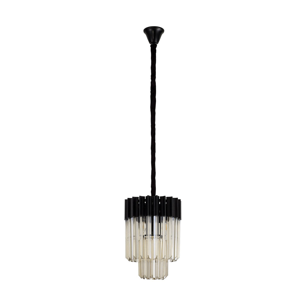 NL89679 Vienna 4 Light Round Pendant Matt Black Cognac