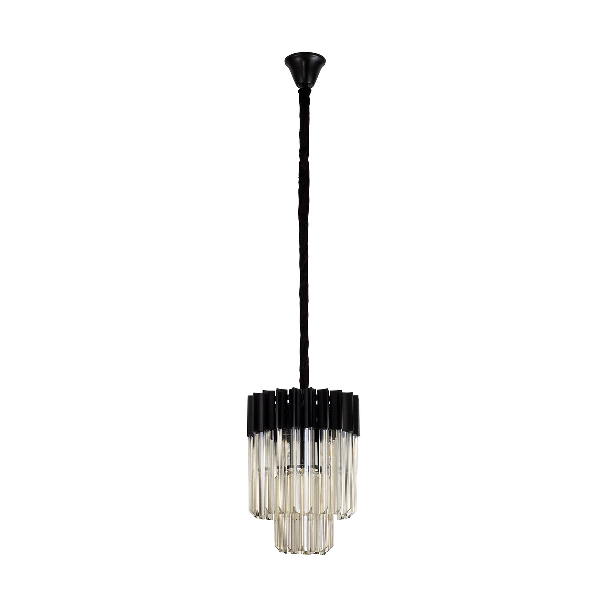 NL89679 Vienna 4 Light Round Pendant Matt Black Cognac