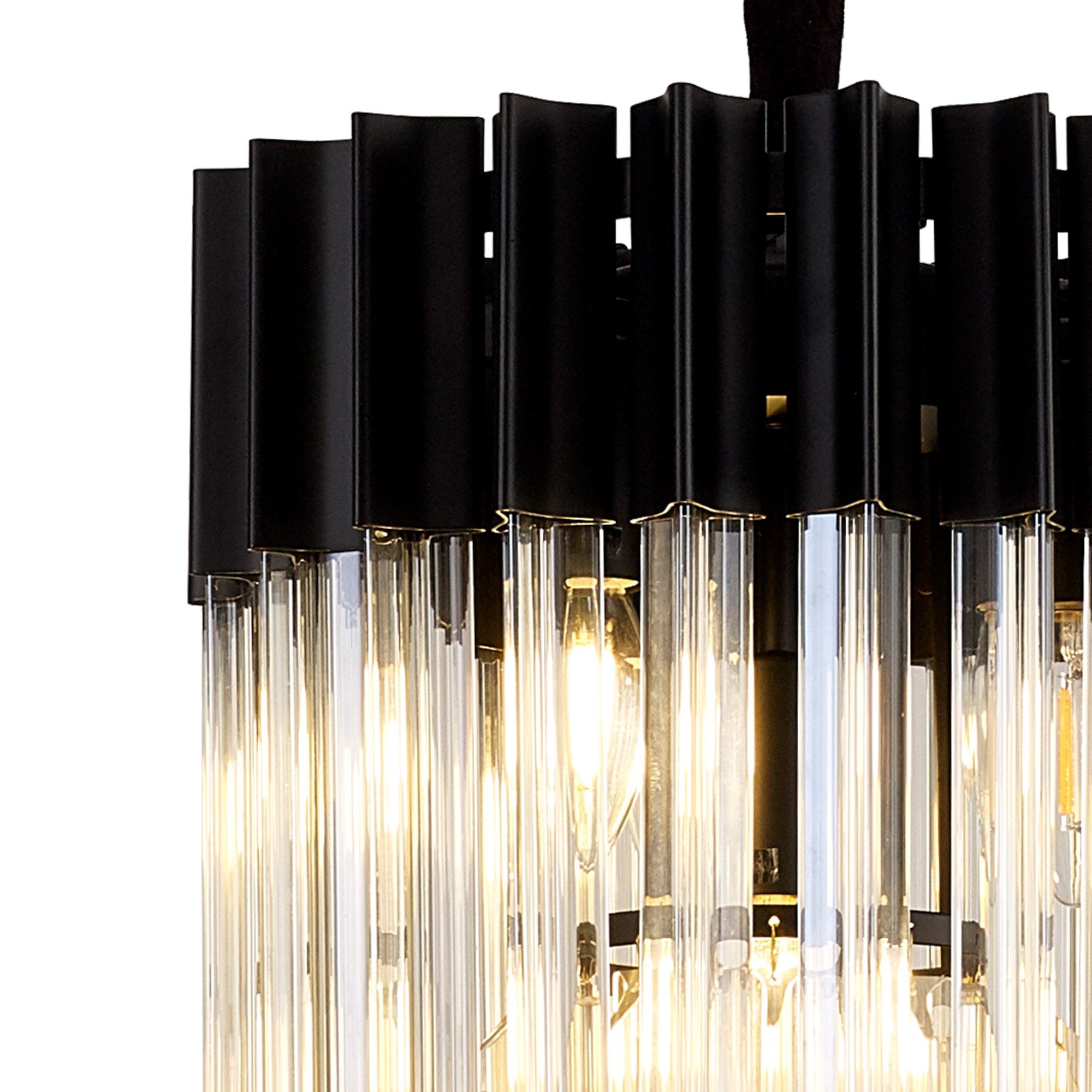 NL89679 Vienna 4 Light Round Pendant Matt Black Cognac