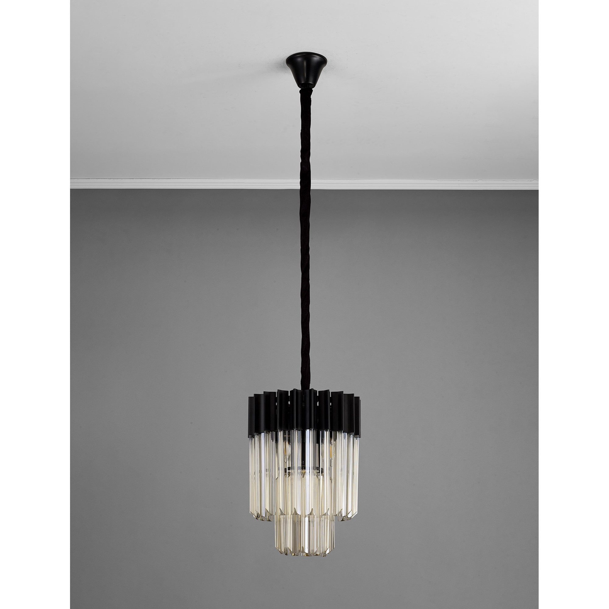 NL89679 Vienna 4 Light Round Pendant Matt Black Cognac