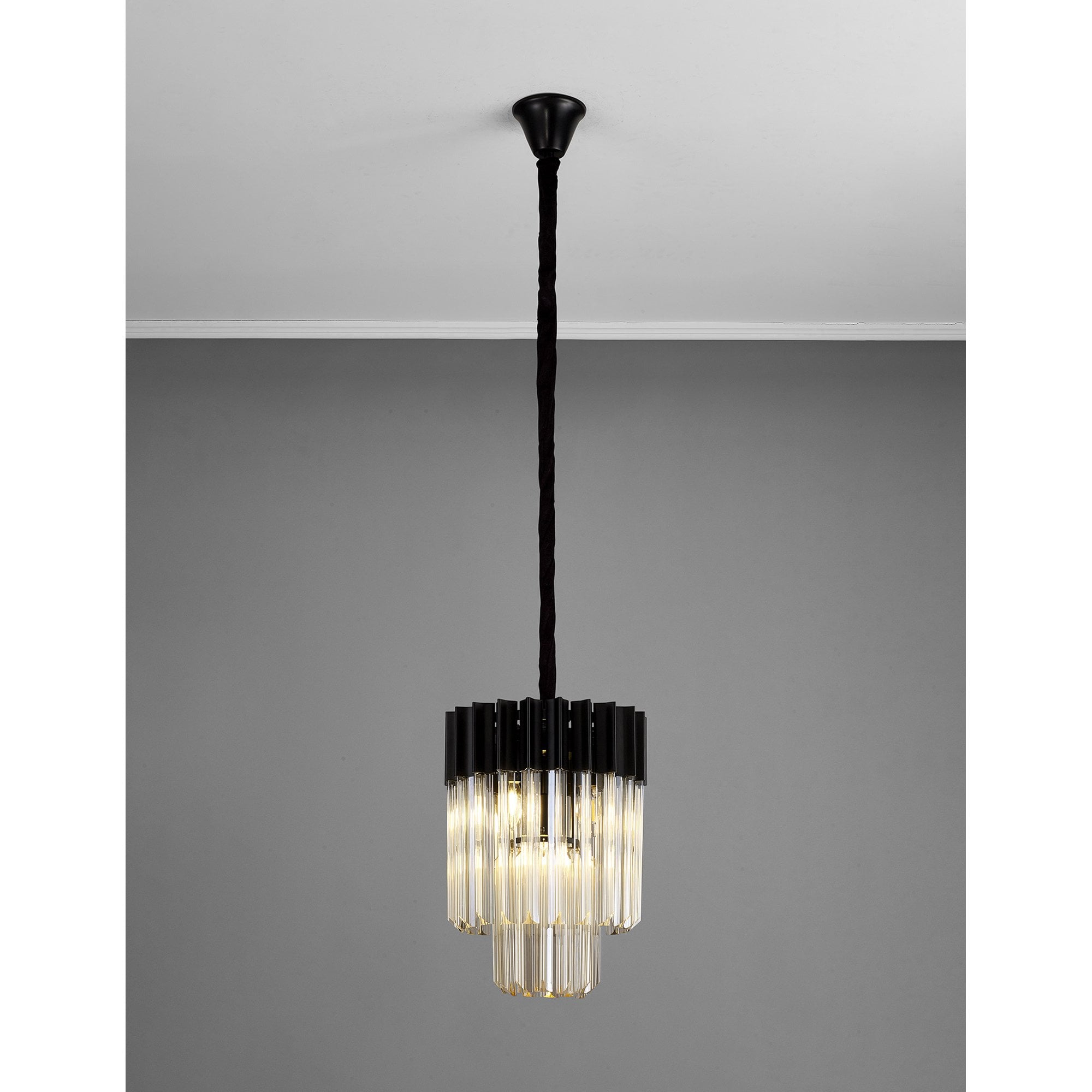 NL89679 Vienna 4 Light Round Pendant Matt Black Cognac