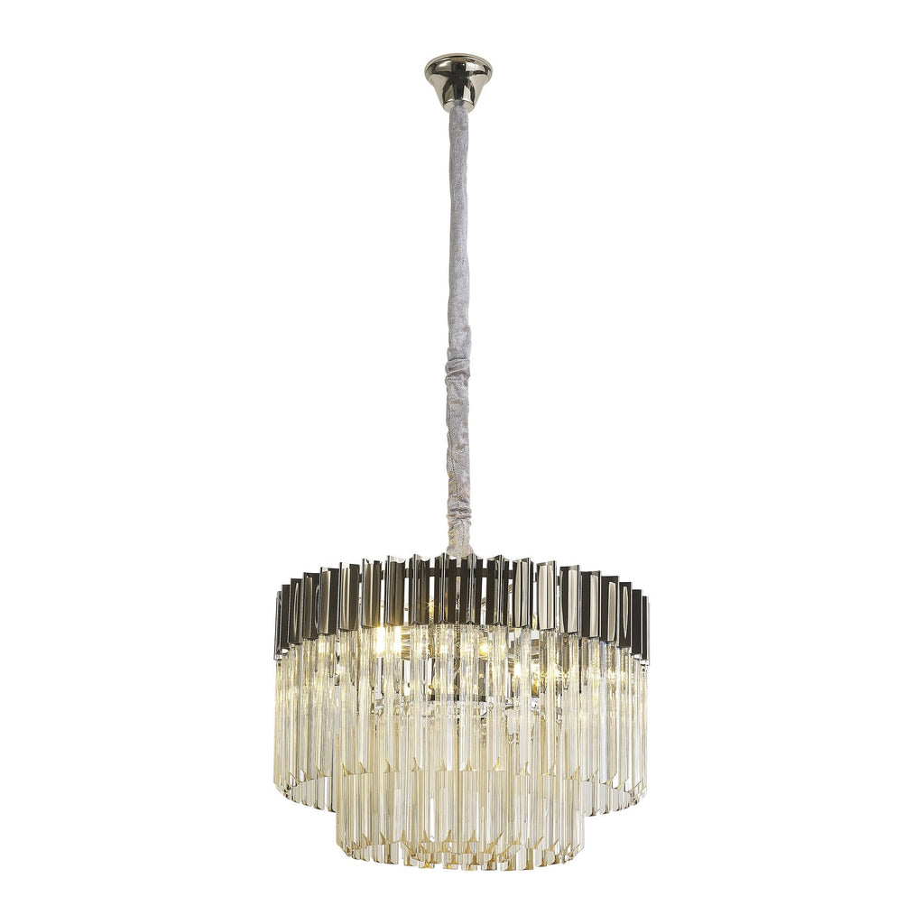 NL89709 Vienna 8 Light Round Pendant Polished Nickel Cognac