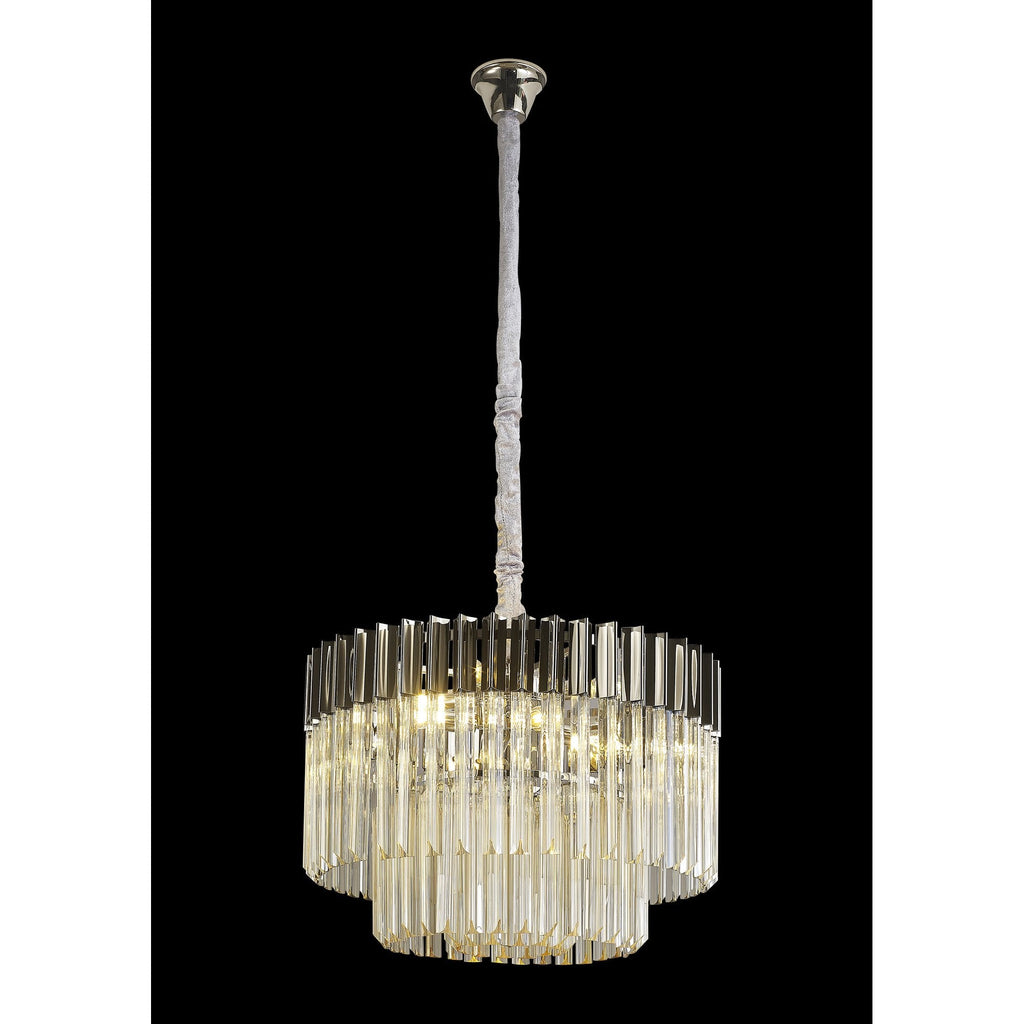 NL89709 Vienna 8 Light Round Pendant Polished Nickel Cognac