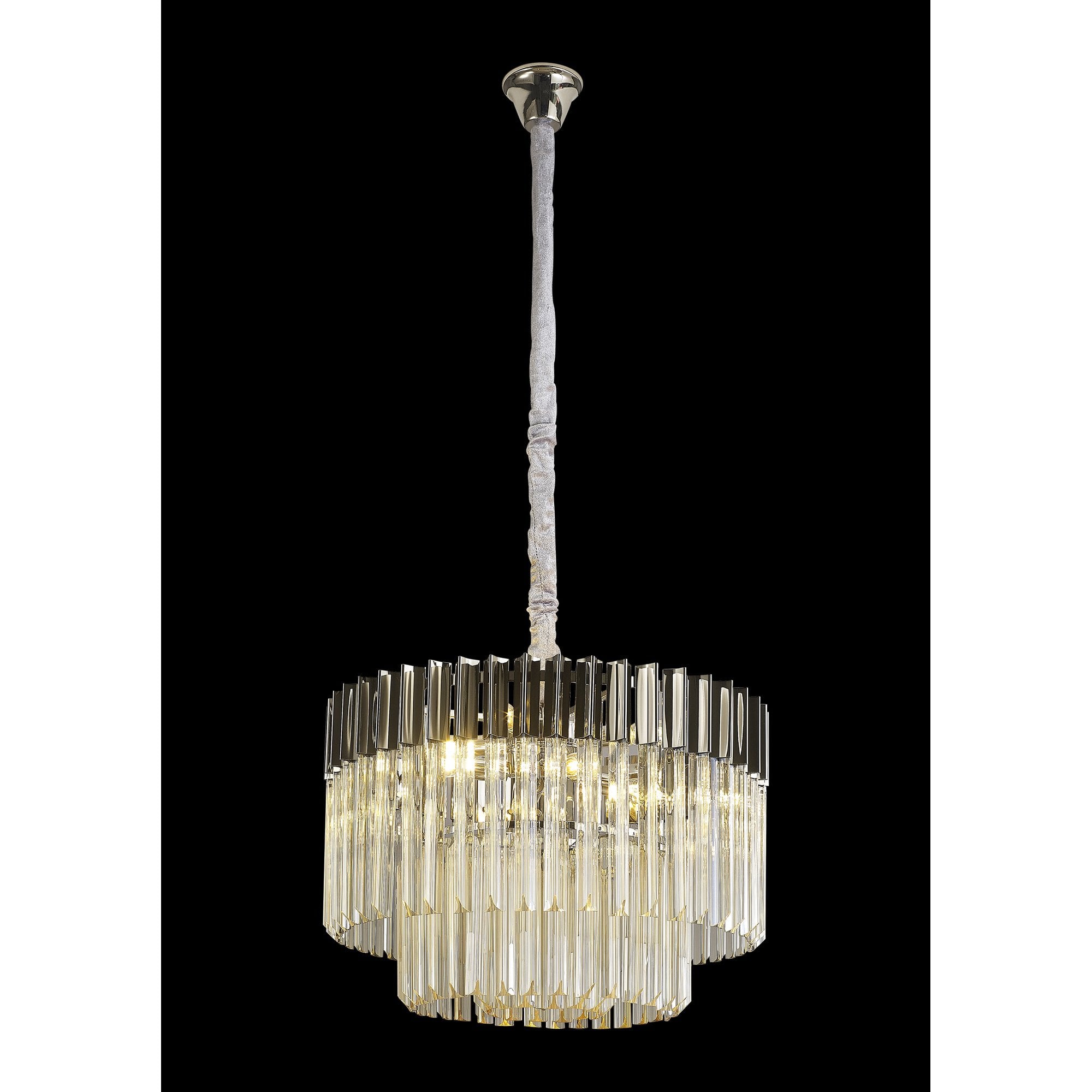 NL89709 Vienna 8 Light Round Pendant Polished Nickel Cognac