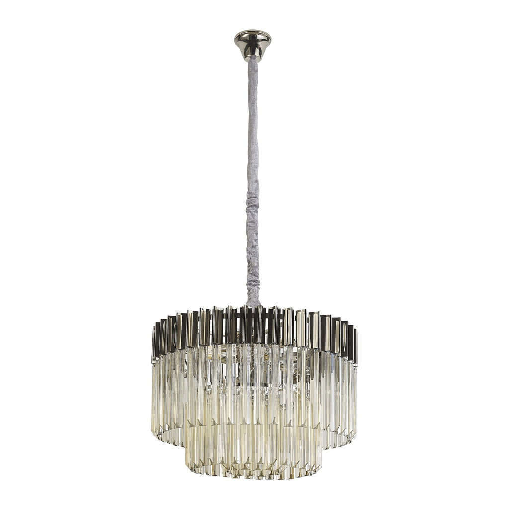 NL89709 Vienna 8 Light Round Pendant Polished Nickel Cognac