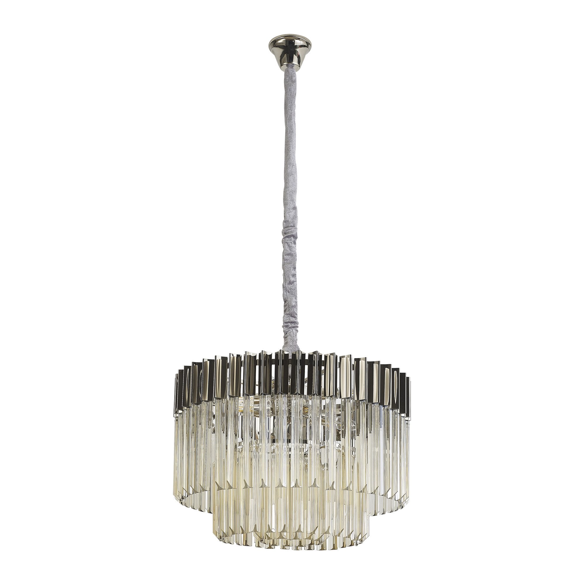 NL89709 Vienna 8 Light Round Pendant Polished Nickel Cognac