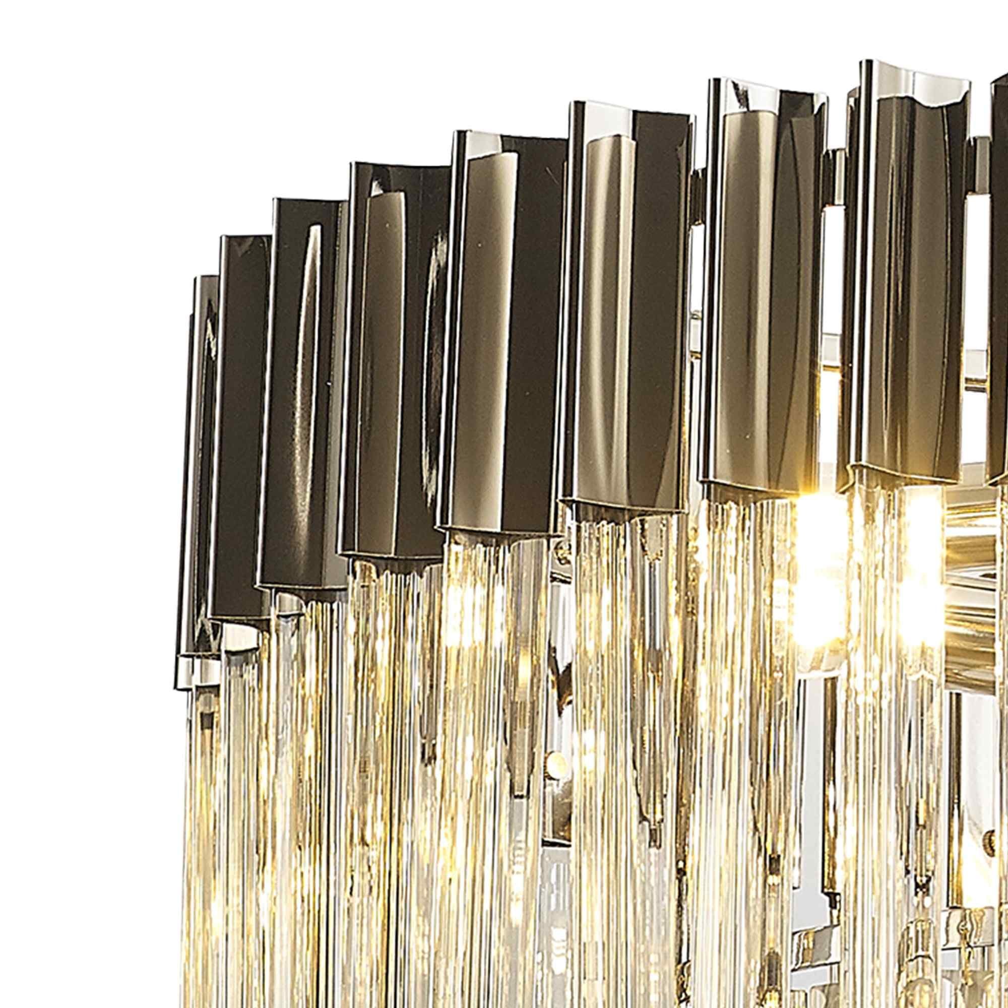 NL89709 Vienna 8 Light Round Pendant Polished Nickel Cognac