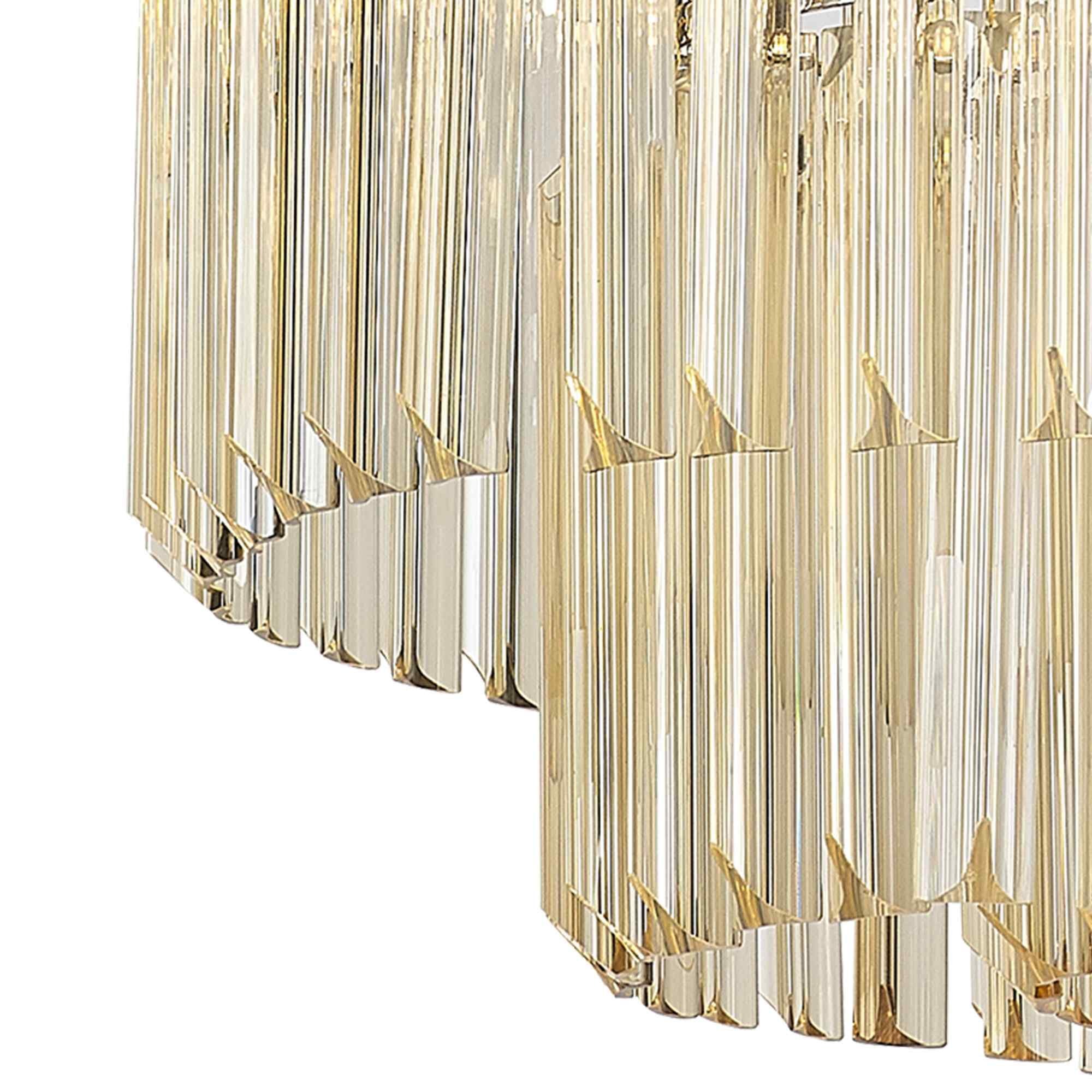 NL89709 Vienna 8 Light Round Pendant Polished Nickel Cognac
