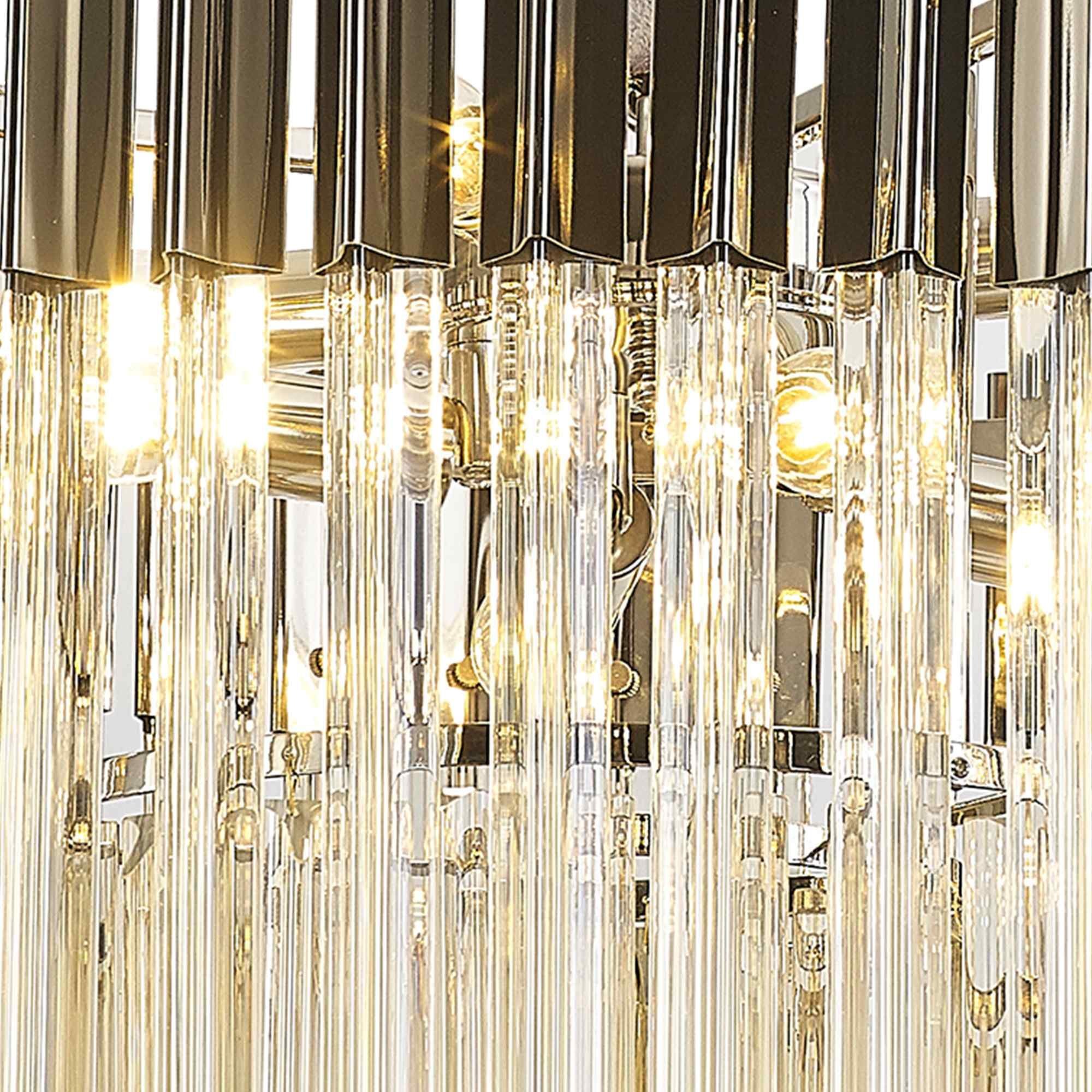 NL89709 Vienna 8 Light Round Pendant Polished Nickel Cognac