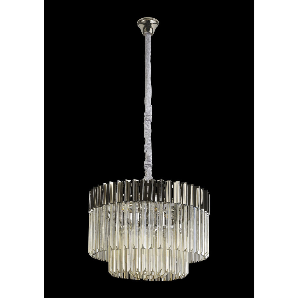 NL89709 Vienna 8 Light Round Pendant Polished Nickel Cognac