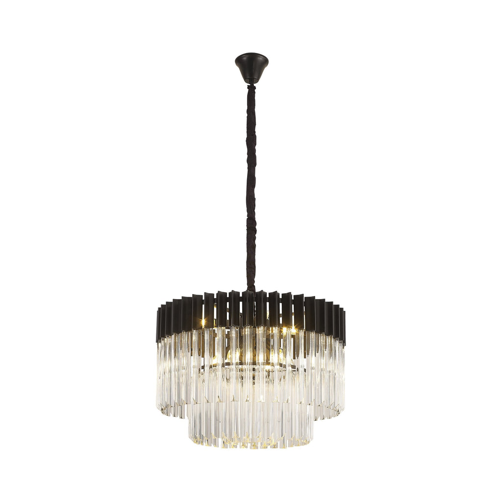 NL89719 Vienna 8 Light Round Pendant Matt Black Clear