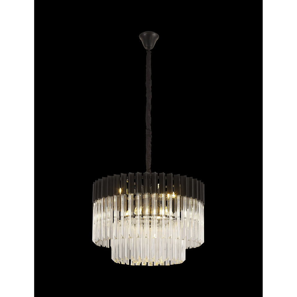 NL89719 Vienna 8 Light Round Pendant Matt Black Clear