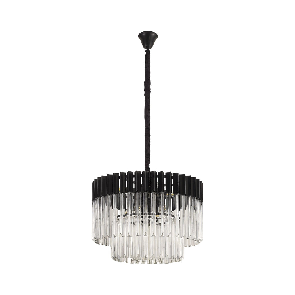 NL89719 Vienna 8 Light Round Pendant Matt Black Clear