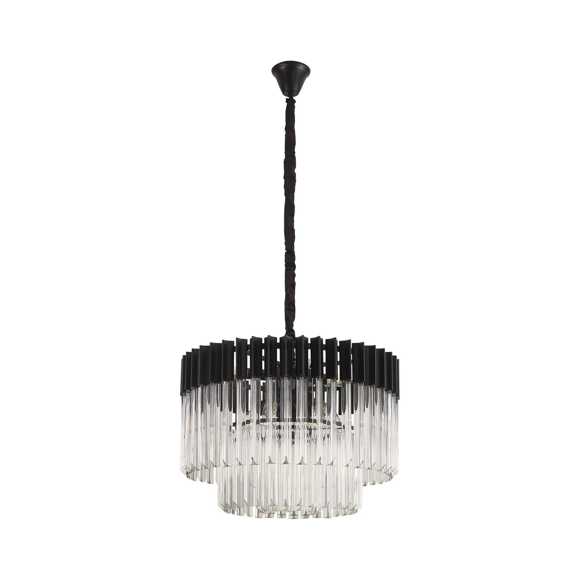 NL89719 Vienna 8 Light Round Pendant Matt Black Clear