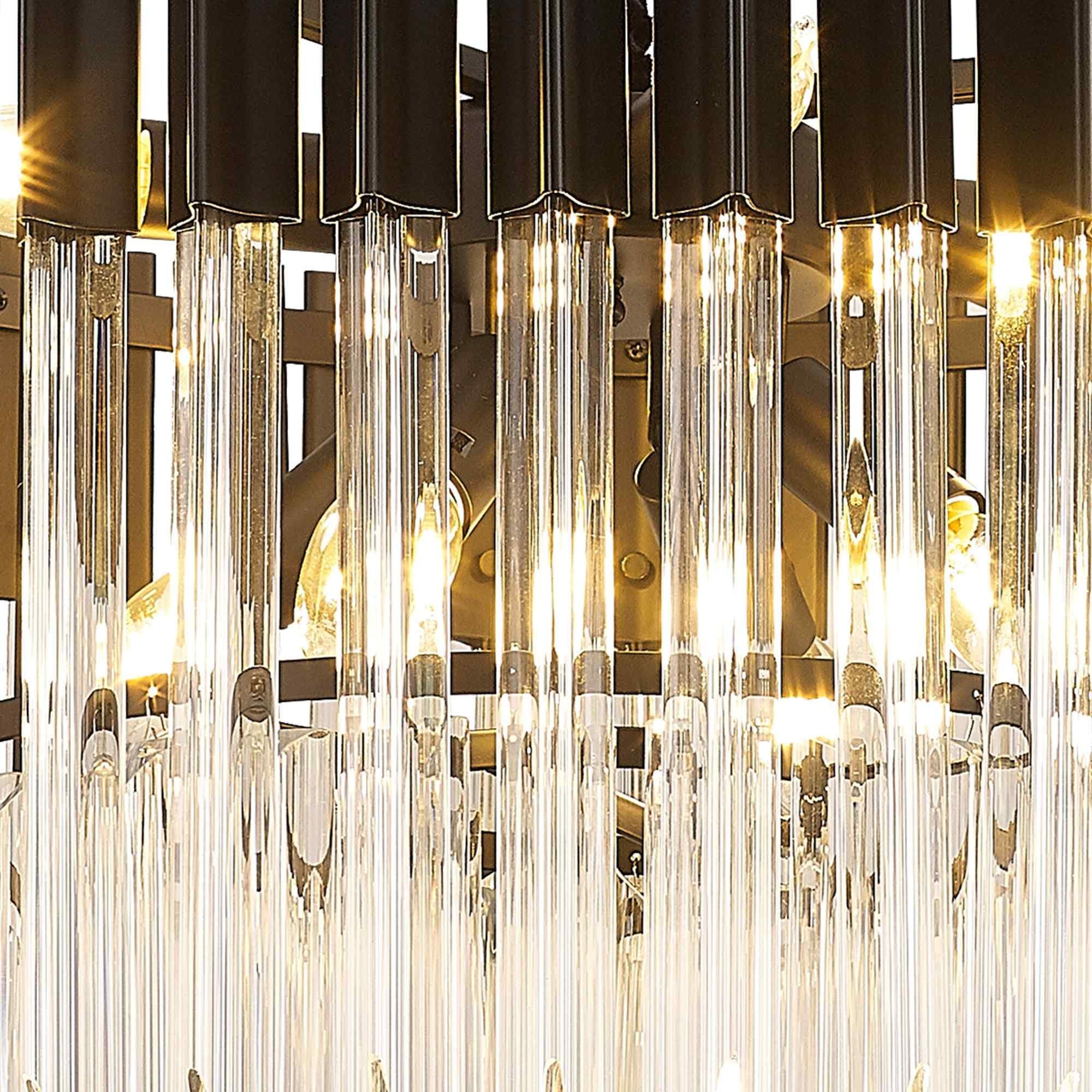 NL89719 Vienna 8 Light Round Pendant Matt Black Clear