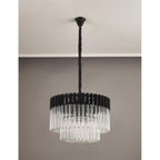 NL89719 Vienna 8 Light Round Pendant Matt Black Clear