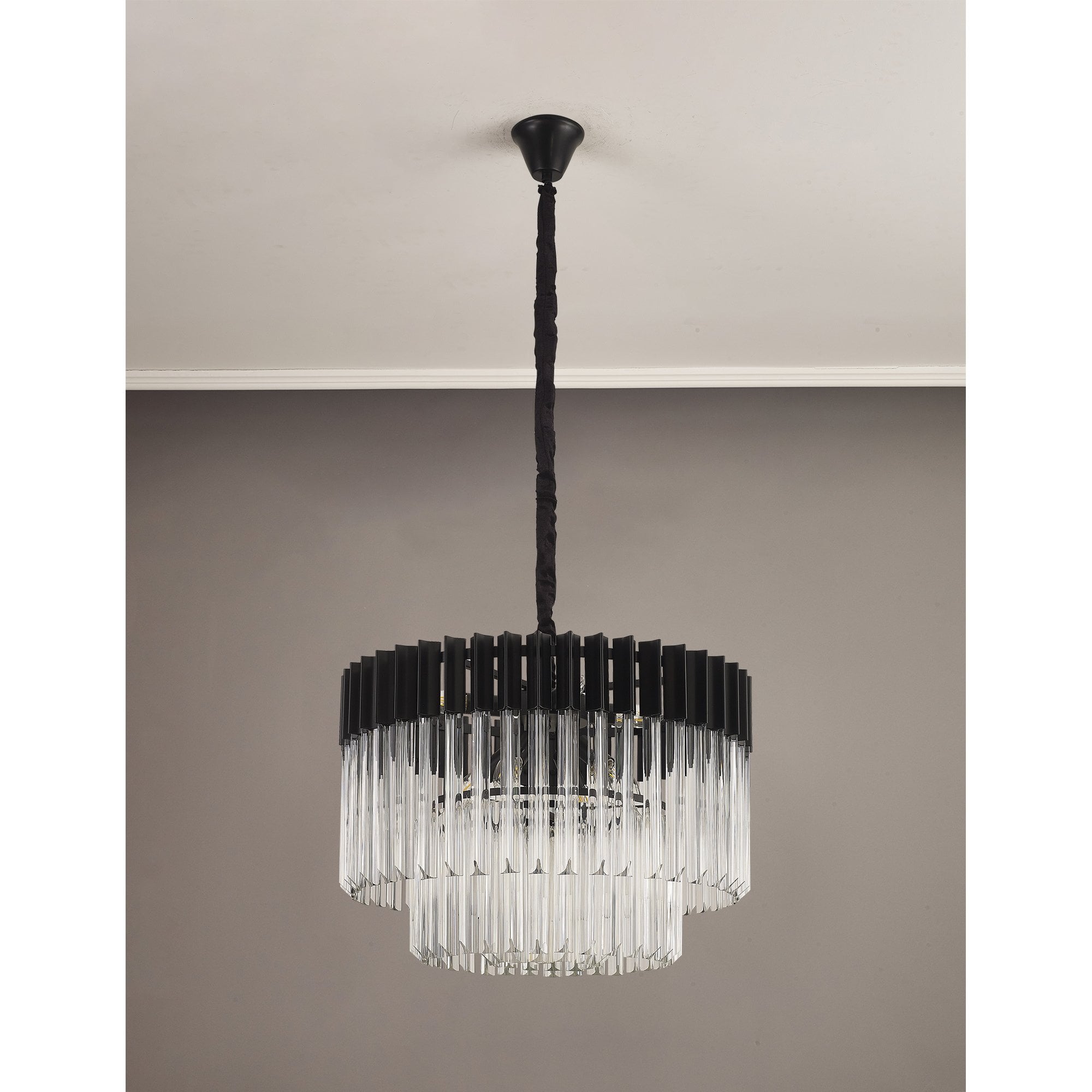 NL89719 Vienna 8 Light Round Pendant Matt Black Clear