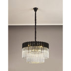 NL89719 Vienna 8 Light Round Pendant Matt Black Clear