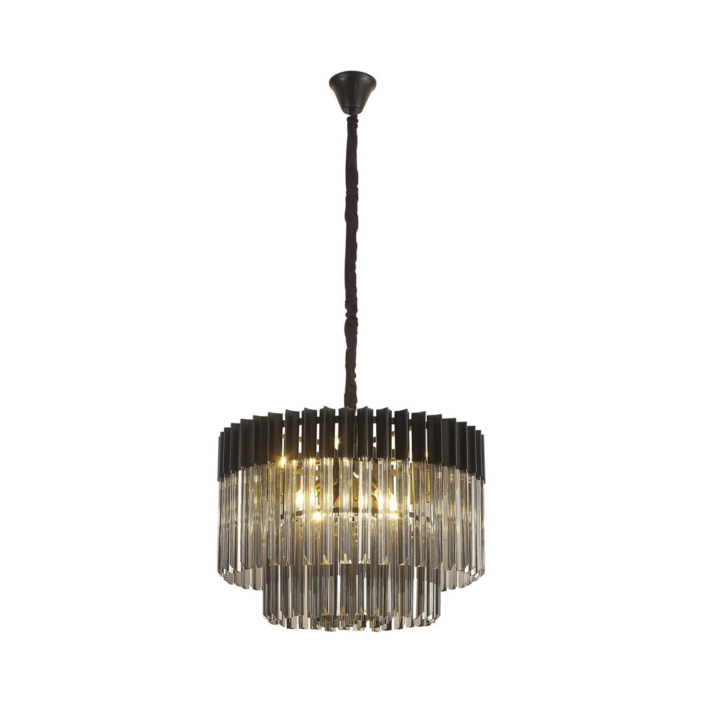 NL89729 Vienna 8 Light Round Pendant Matt Black Smoked