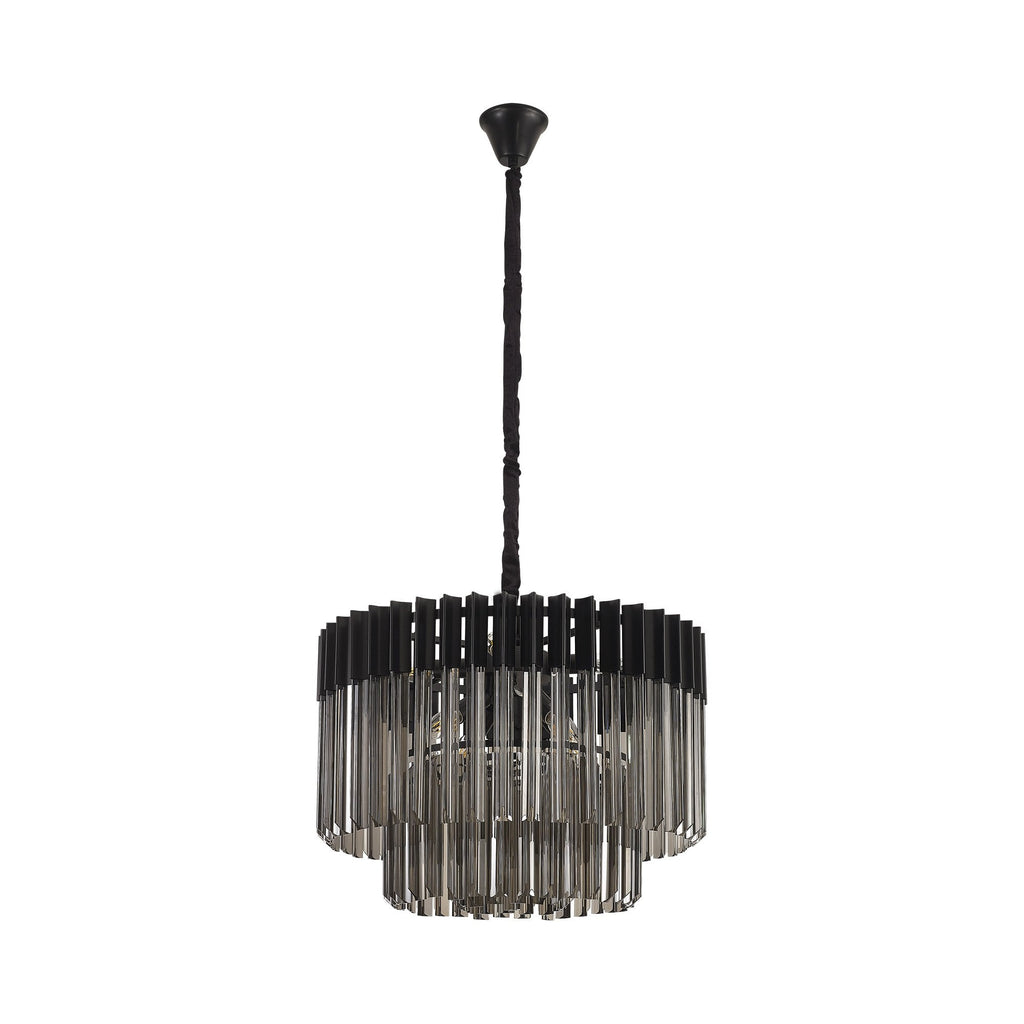 NL89729 Vienna 8 Light Round Pendant Matt Black Smoked