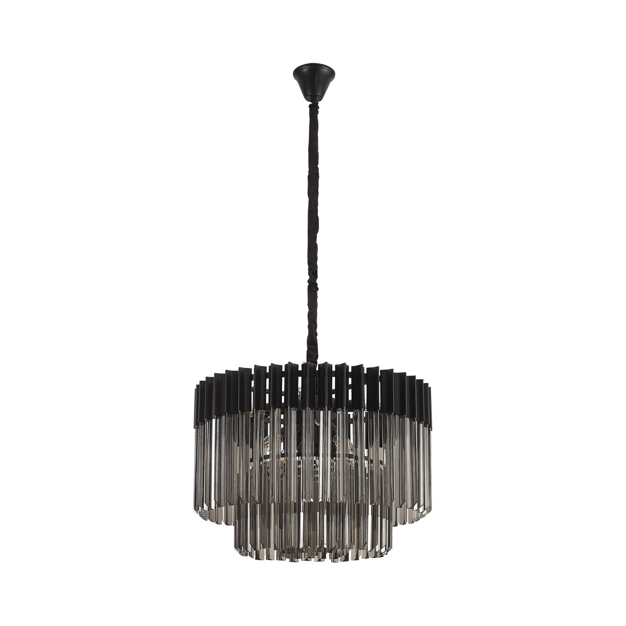 NL89729 Vienna 8 Light Round Pendant Matt Black Smoked