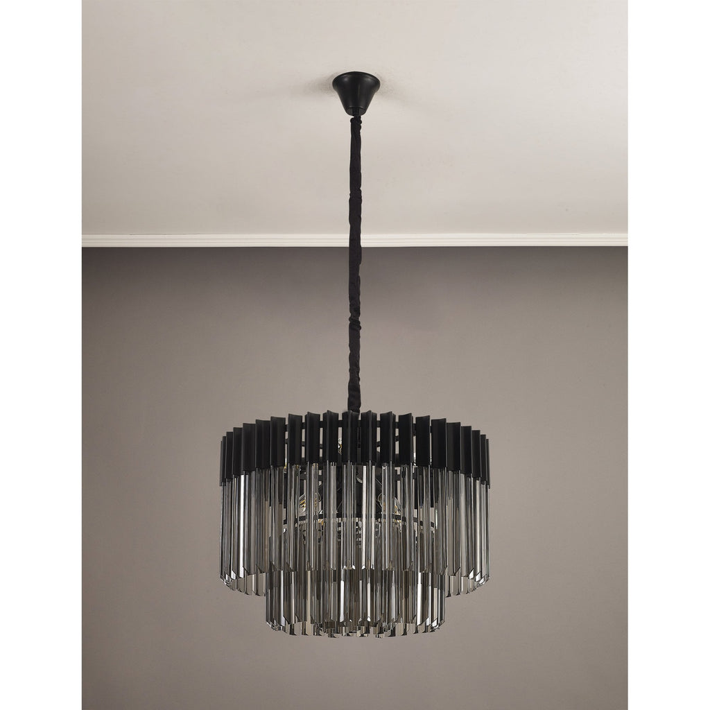 NL89729 Vienna 8 Light Round Pendant Matt Black Smoked