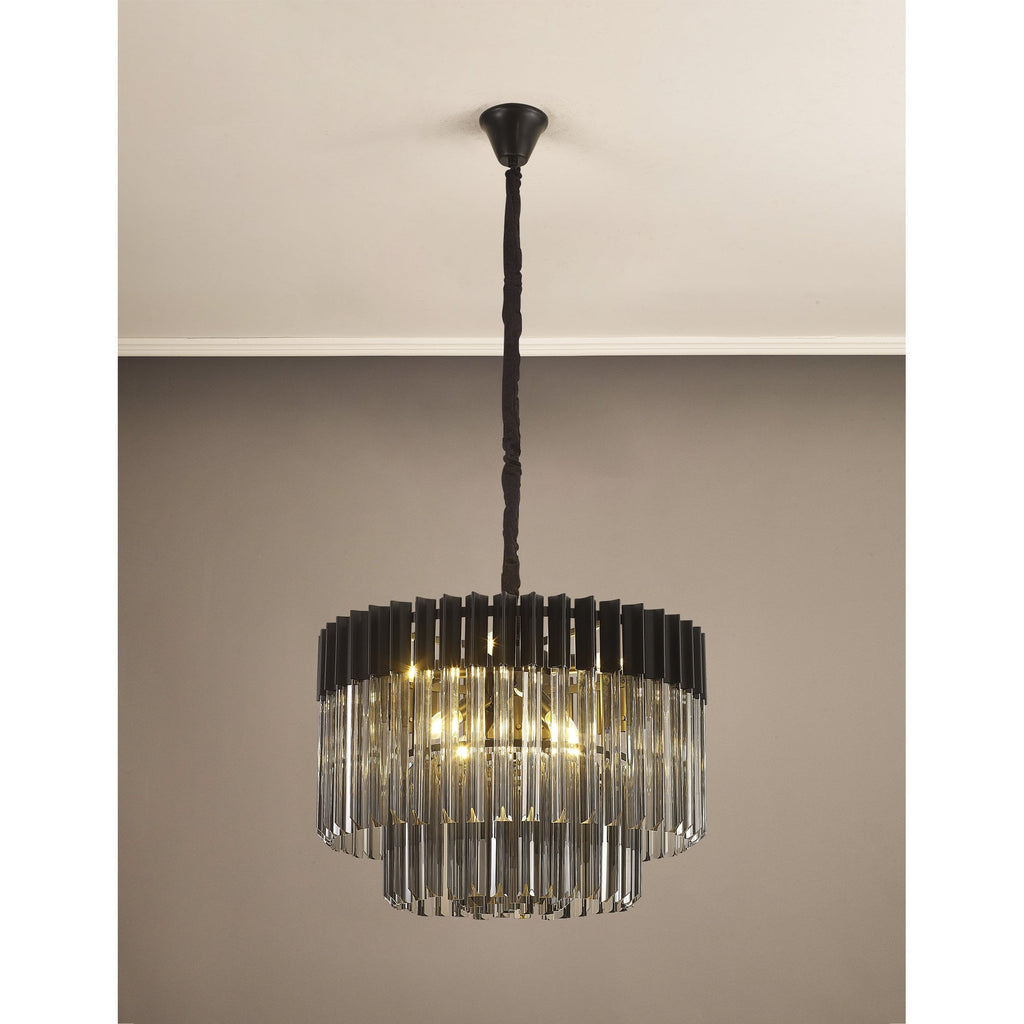 NL89729 Vienna 8 Light Round Pendant Matt Black Smoked