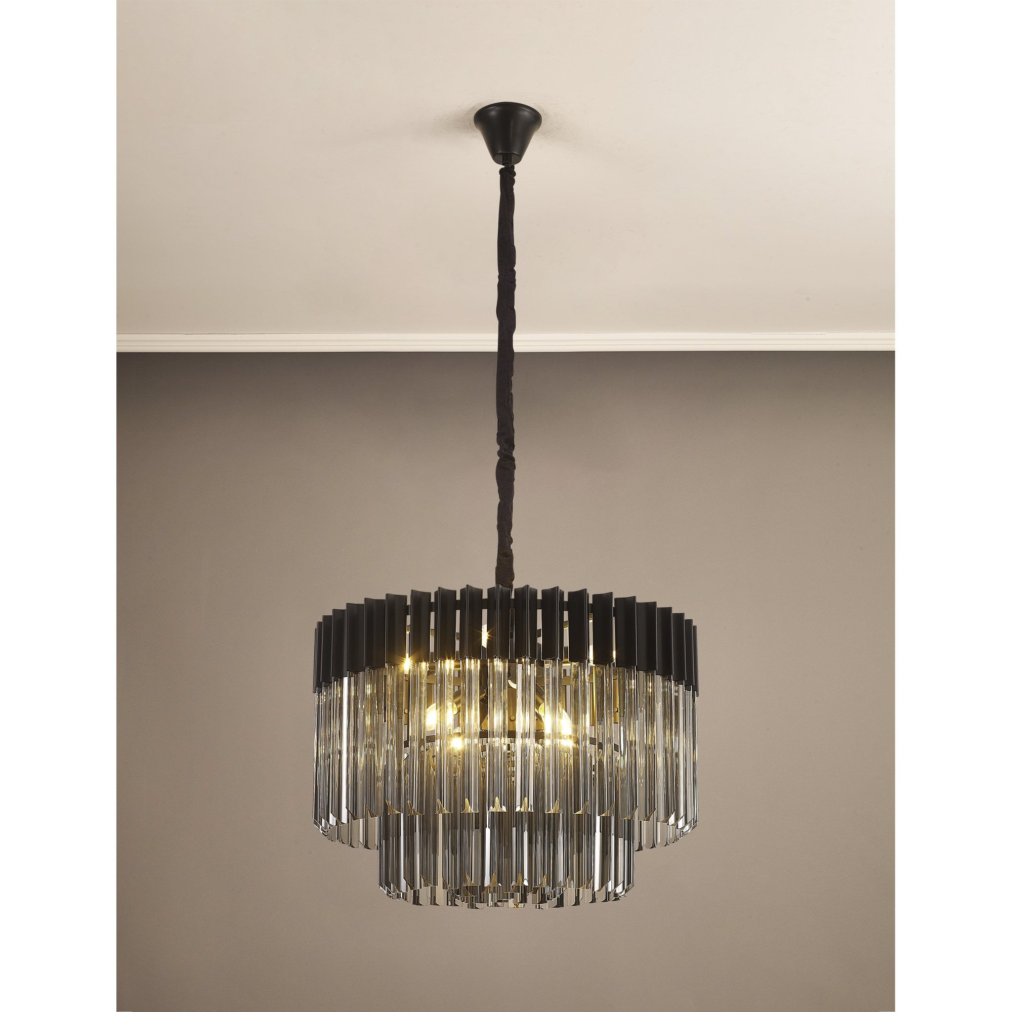 NL89729 Vienna 8 Light Round Pendant Matt Black Smoked