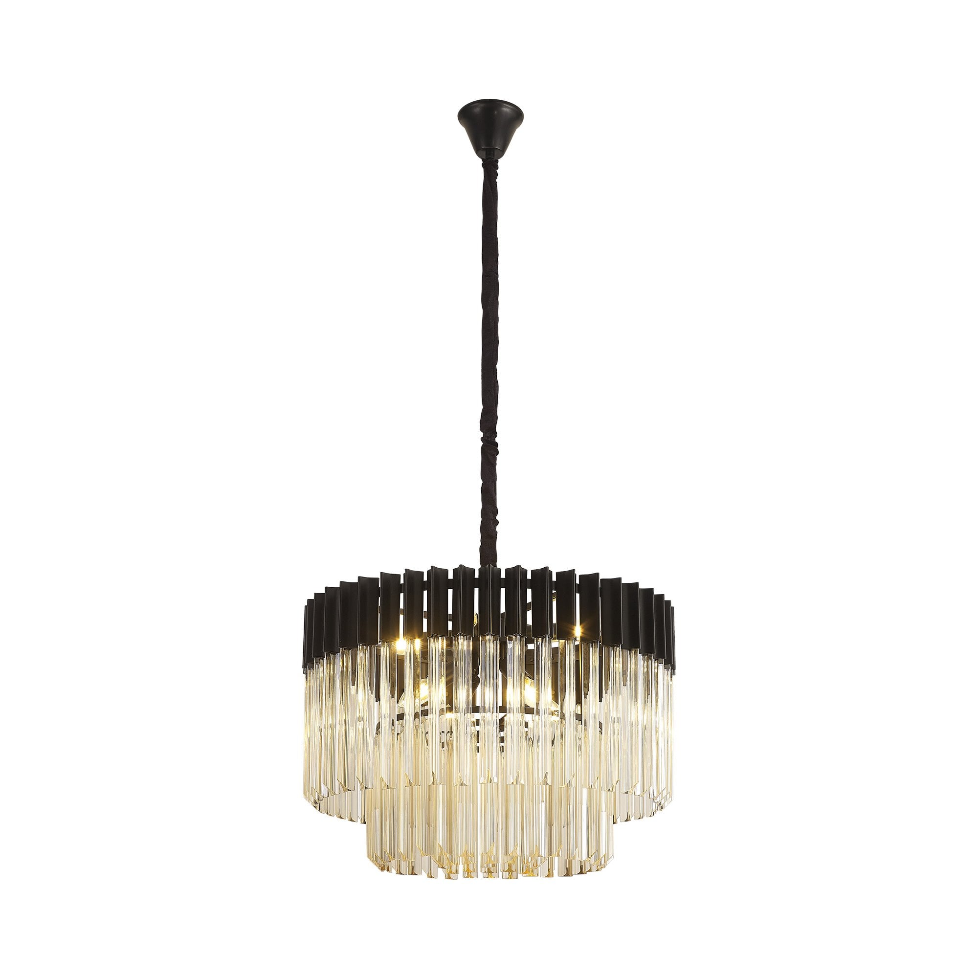 NL89739 Vienna 8 Light Round Pendant Matt Black Cognac