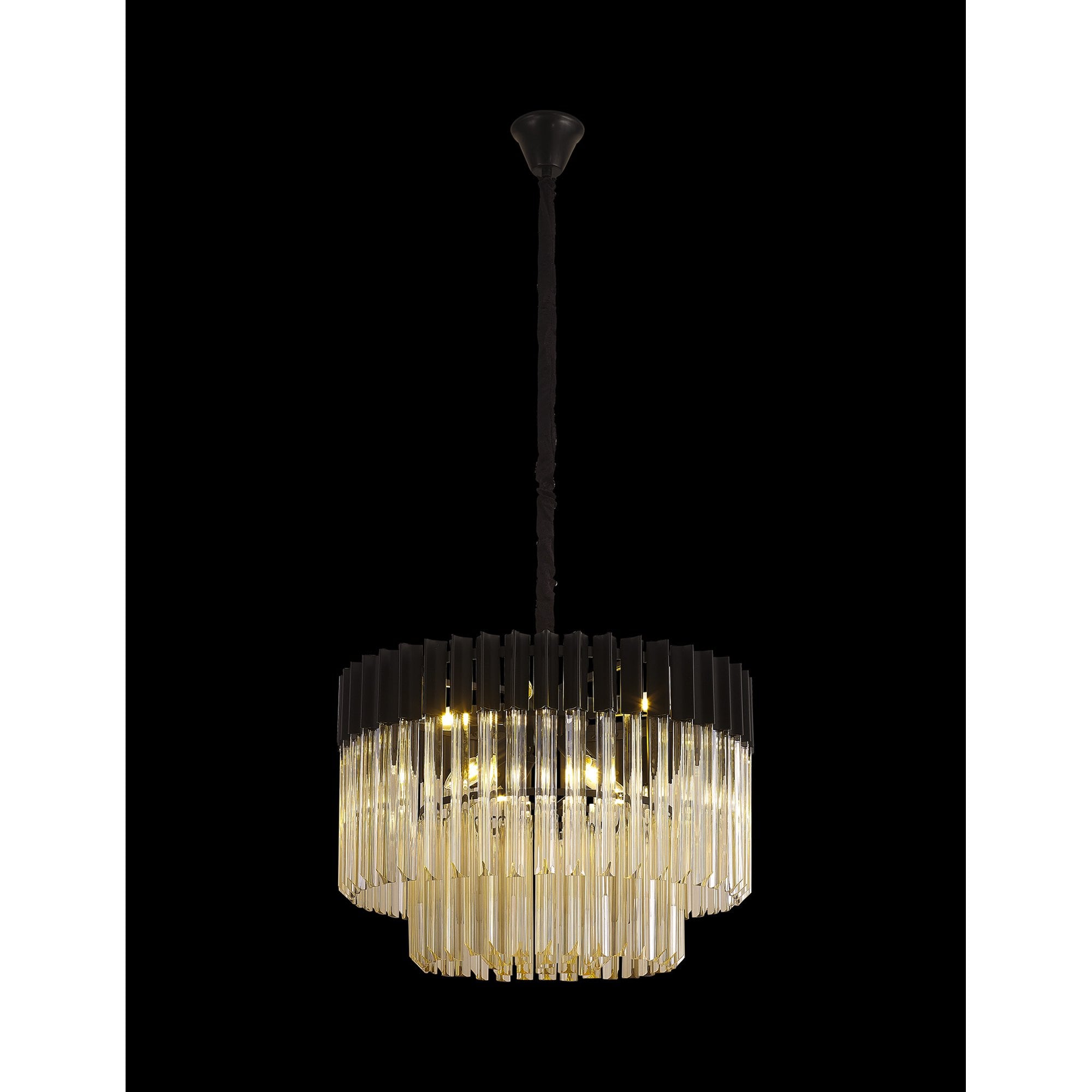 NL89739 Vienna 8 Light Round Pendant Matt Black Cognac